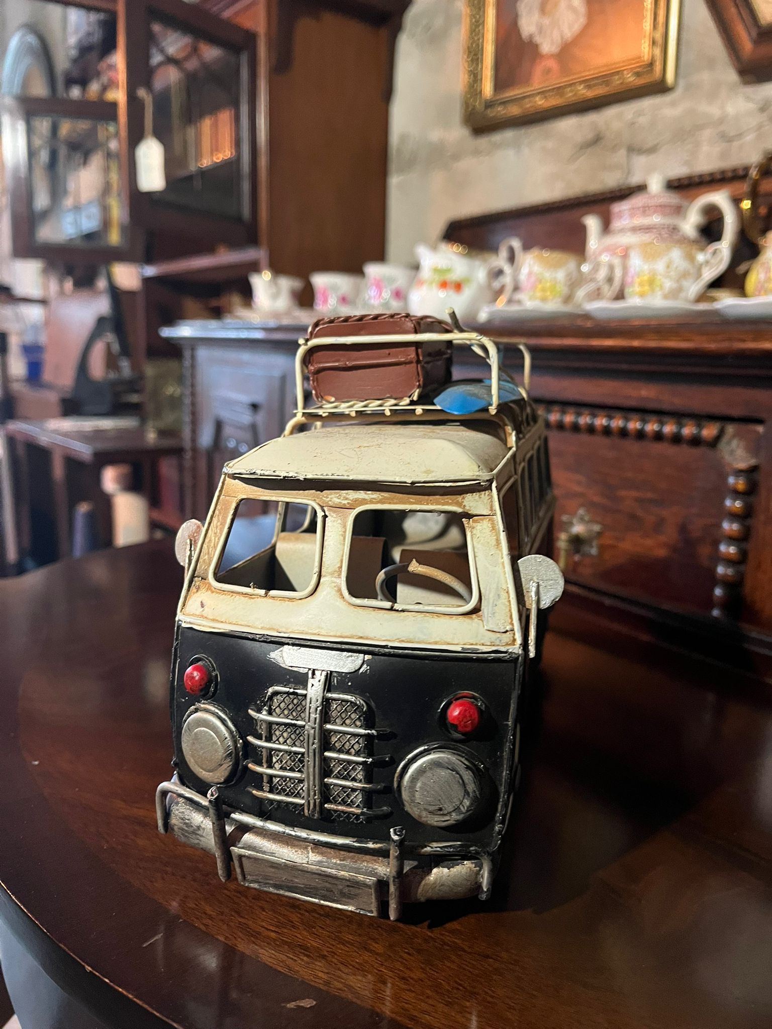 Vintage metal Volkswagen hippie bus model