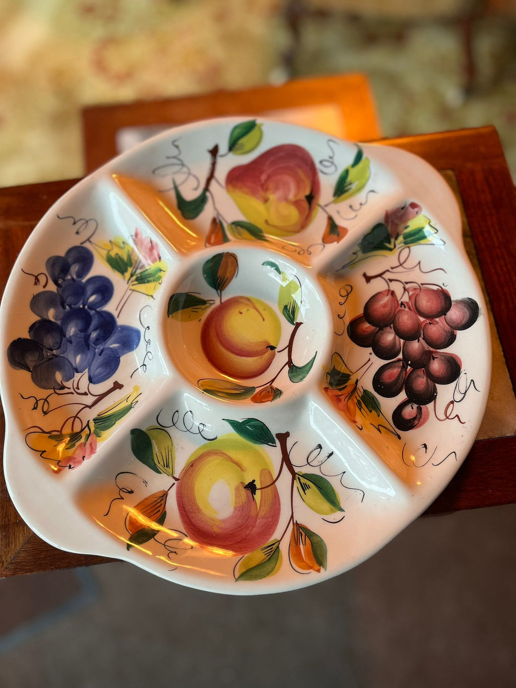 1950s-1960s Italian majolica style fruit pattern serving platter