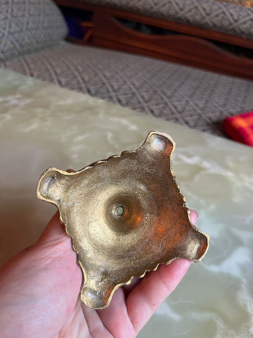 Antique brass candle or lamp holder