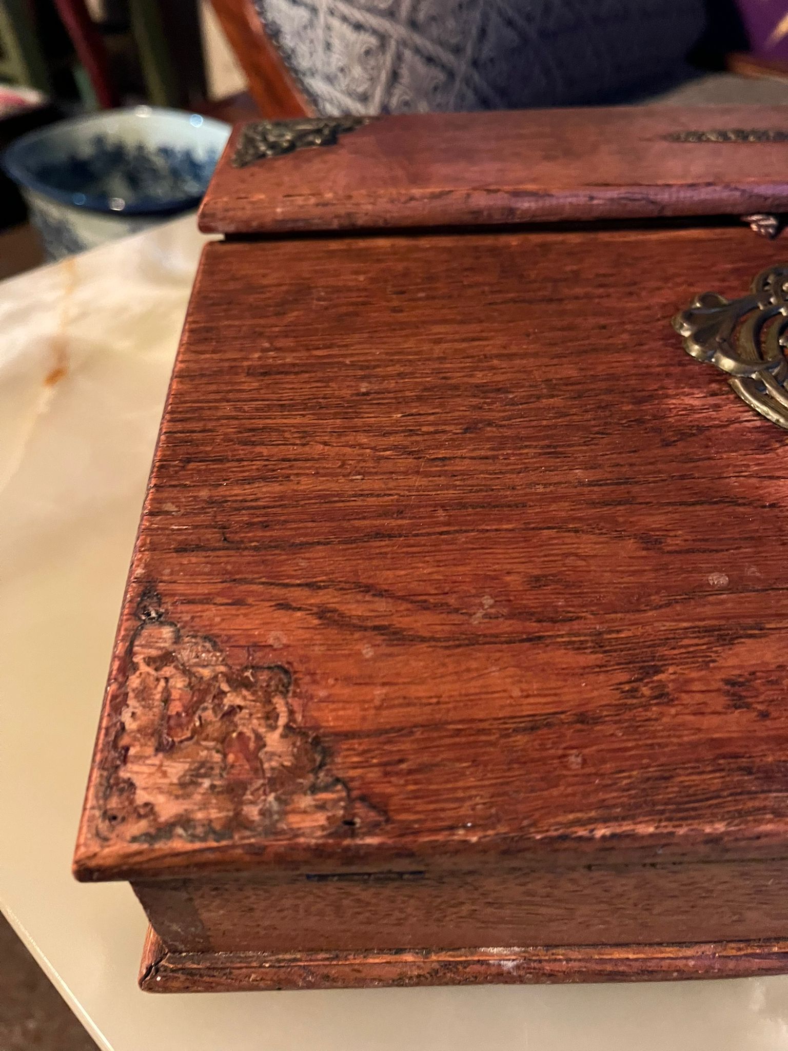 Antique oak writing box / writing chest