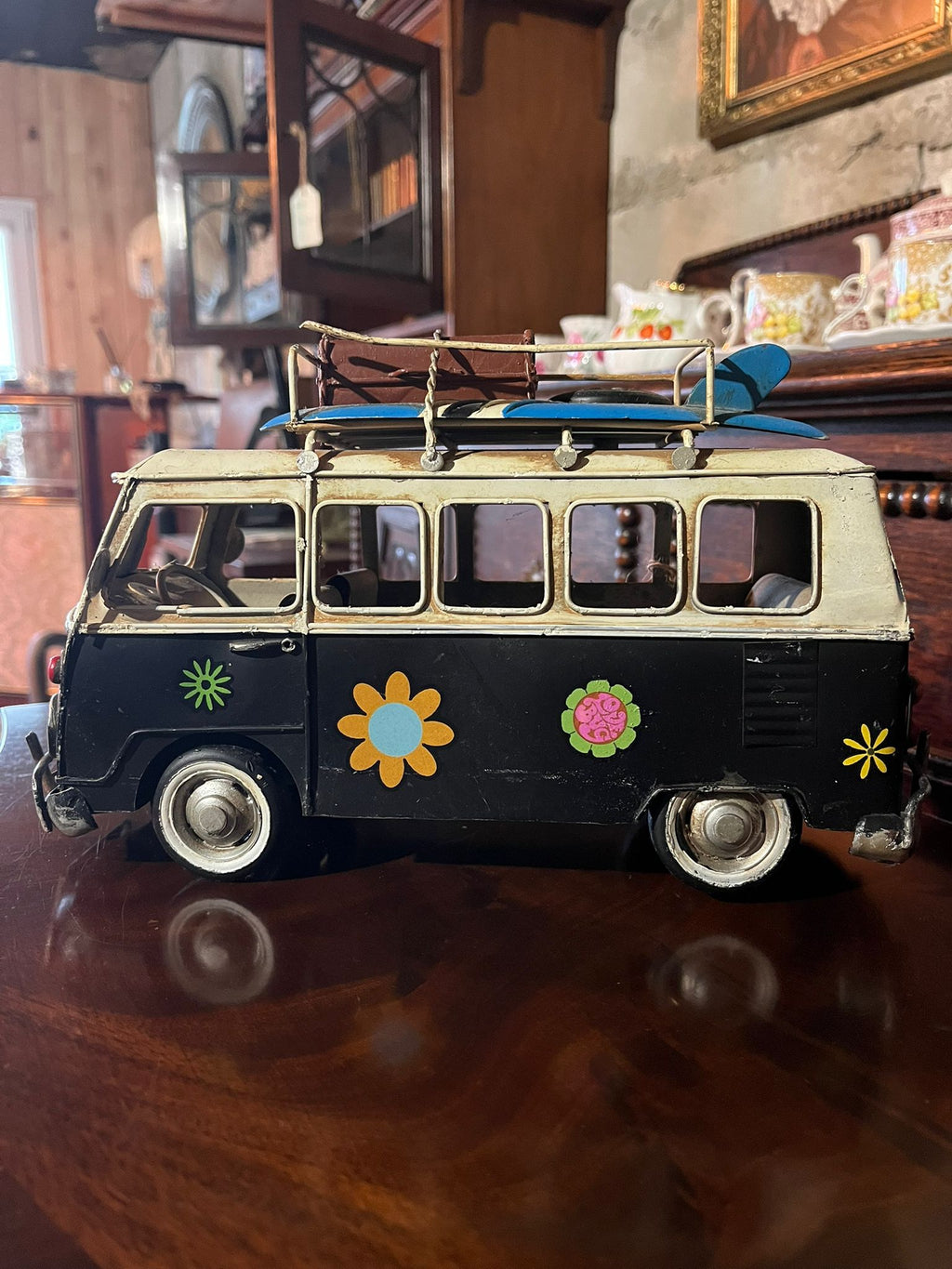 Vintage metal Volkswagen hippie bus model