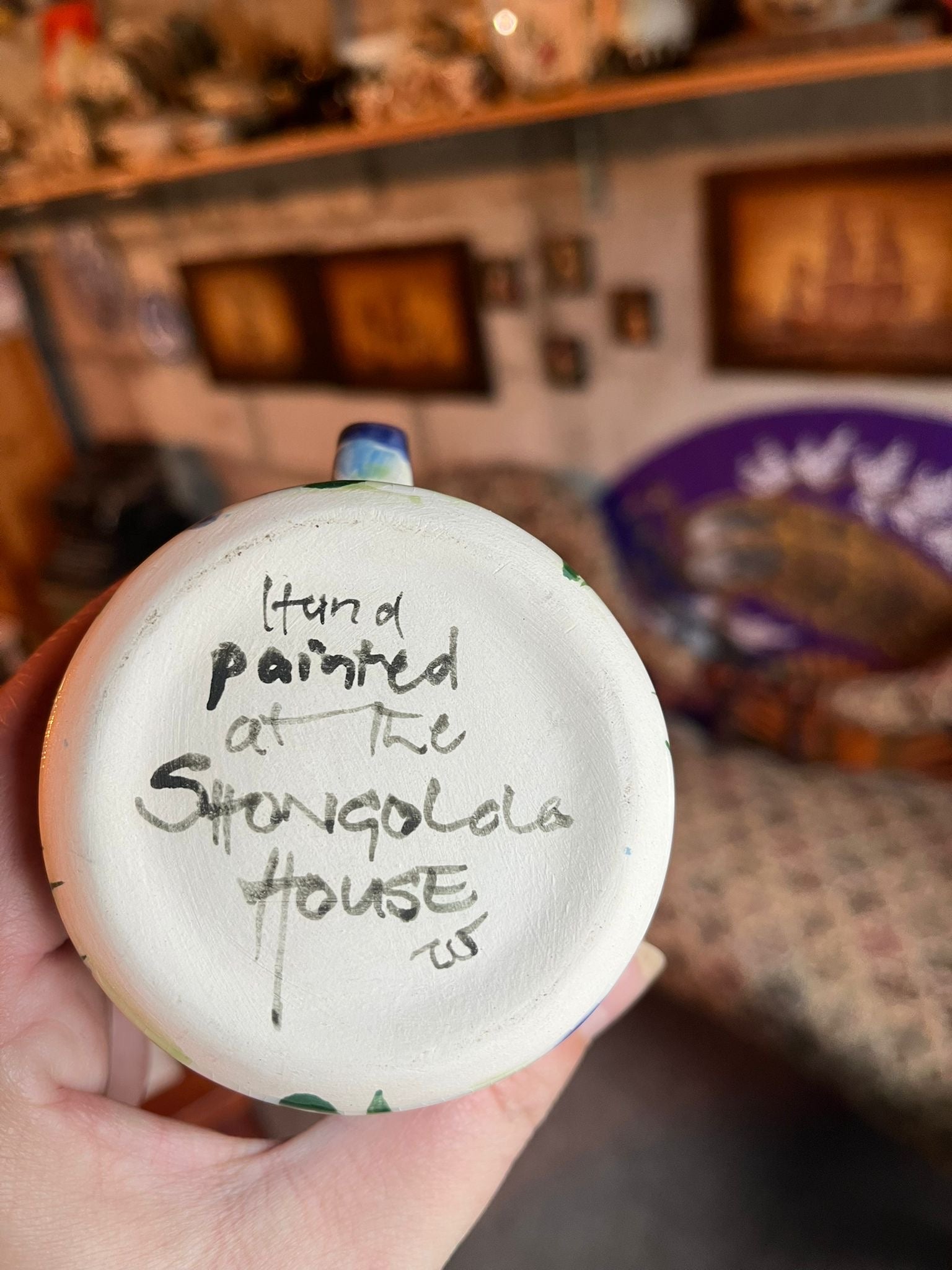 Hand-painted “Shangolala House” ceramic creamer – USA
