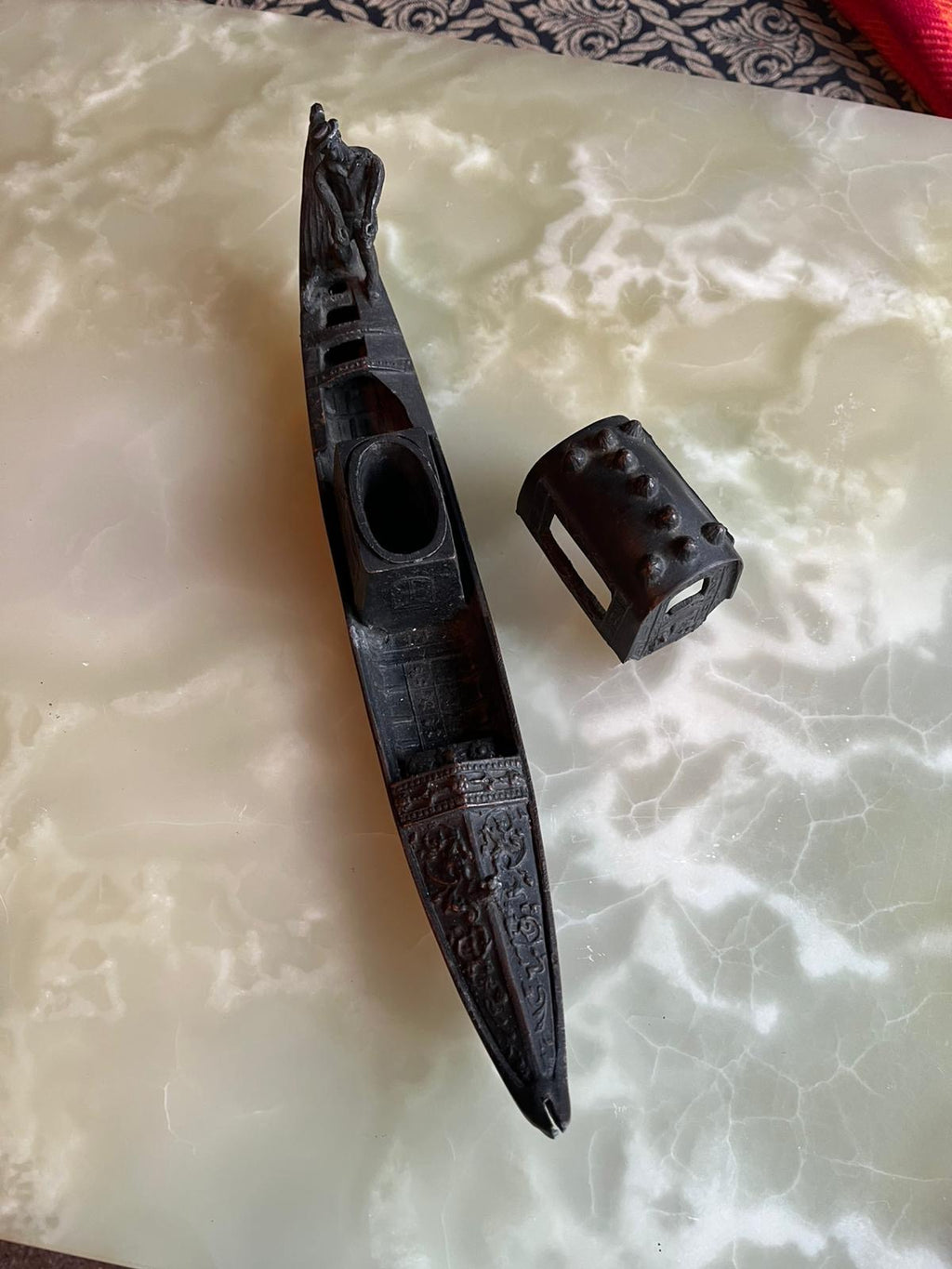 Vintage hand carved stone gondola figurine – Venice souvenir