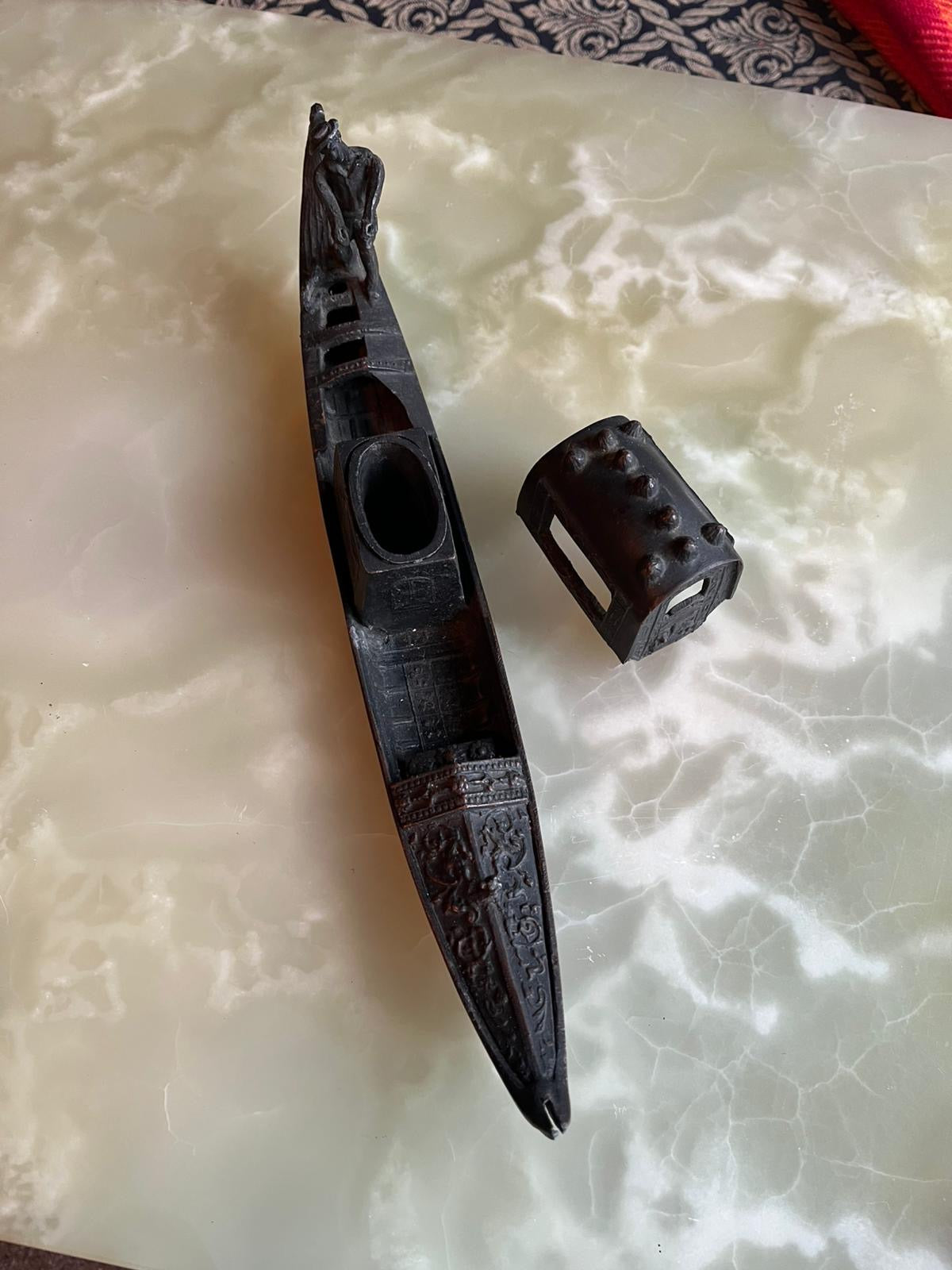 Vintage hand carved stone gondola figurine – Venice souvenir