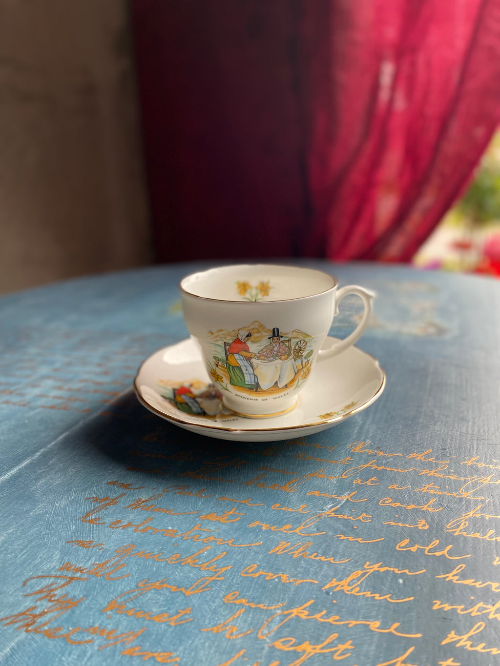Charming Welsh Souvenir – Vintage Teacup and Saucer