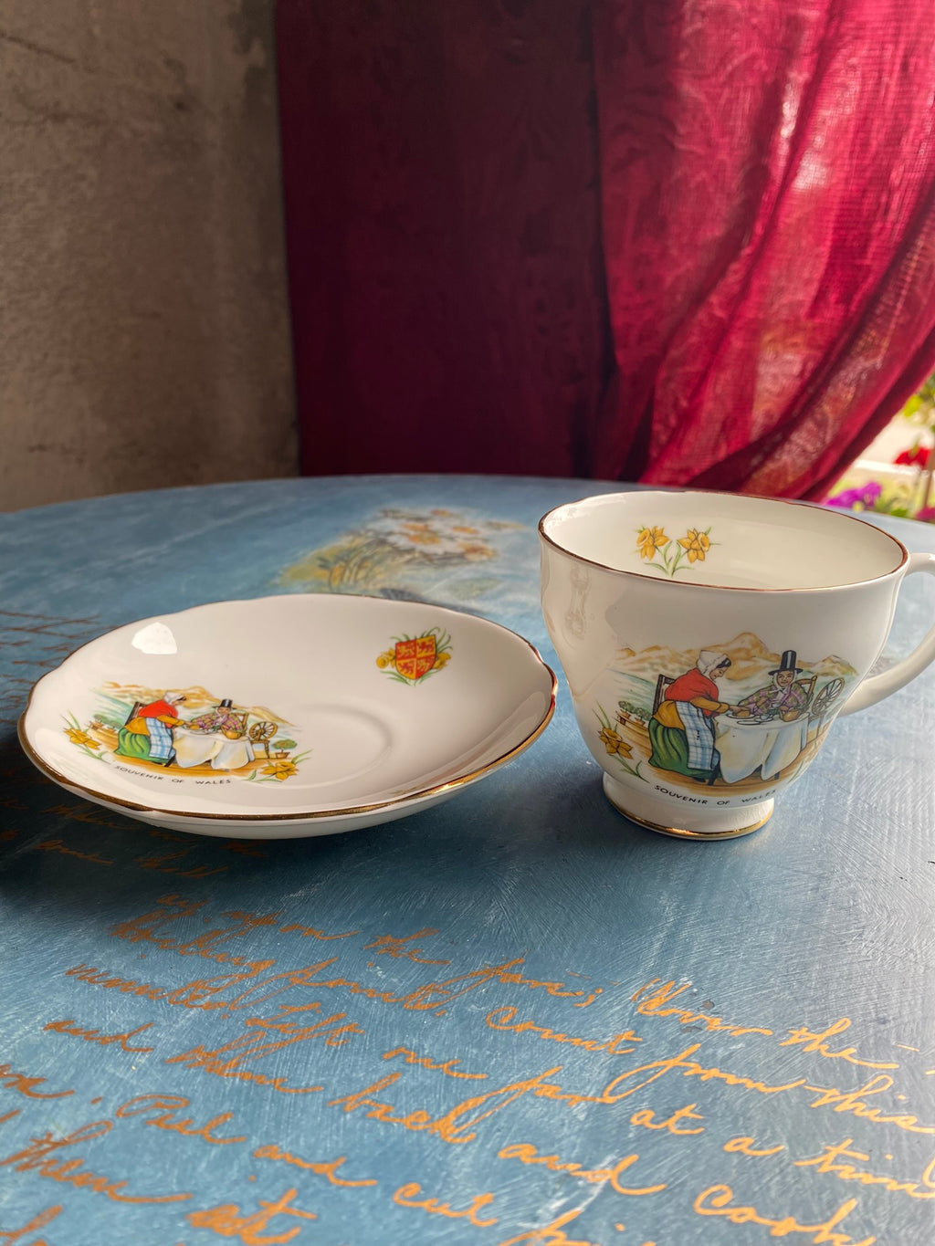 Charming Welsh Souvenir – Vintage Teacup and Saucer