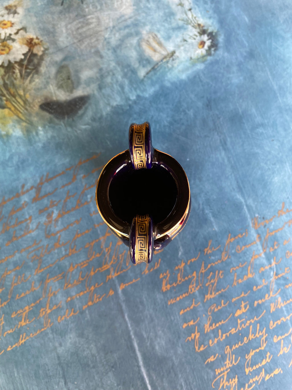 Greek handmade miniature amphora vase – 24K gold