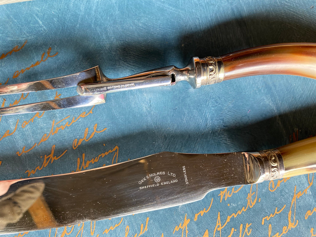 Antique butchering set – genuine horn handles