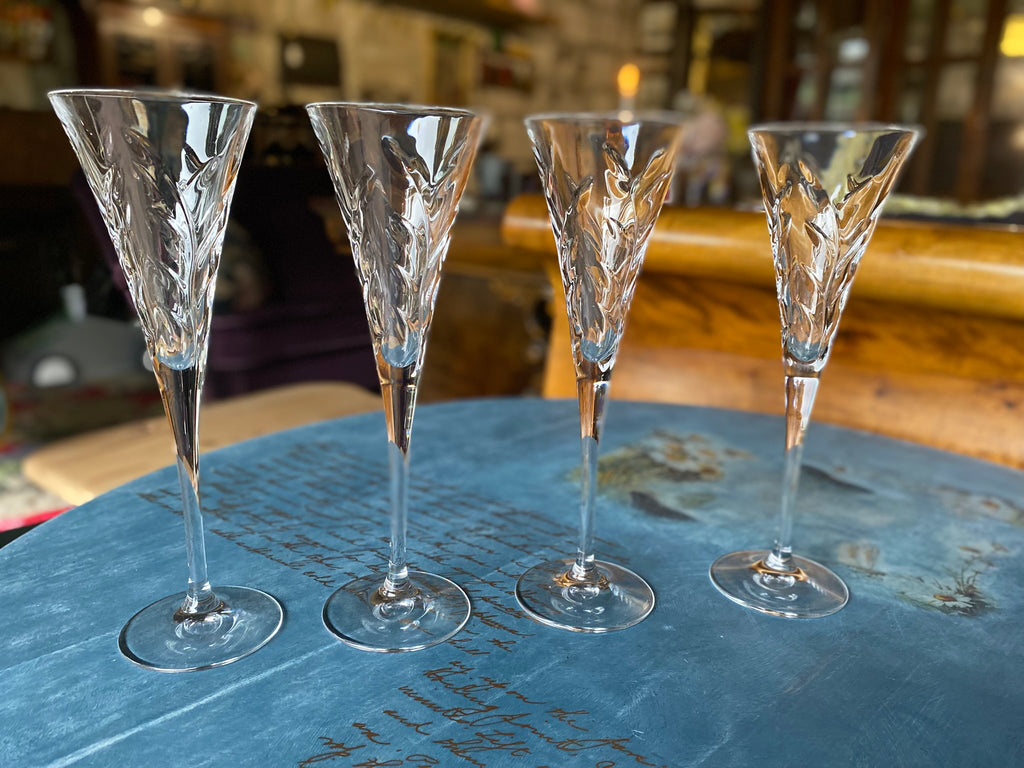 Elegant Cut Crystal Champagne Glass Set