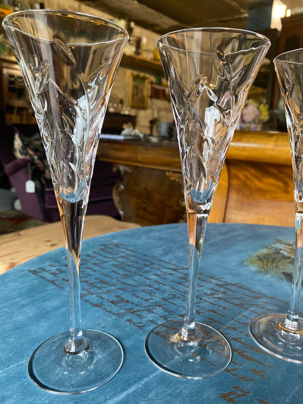 Elegant Cut Crystal Champagne Glass Set
