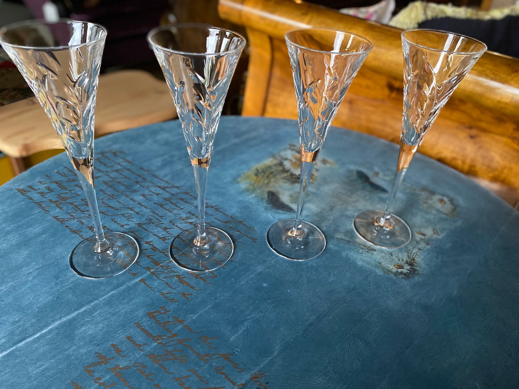 Elegant Cut Crystal Champagne Glass Set