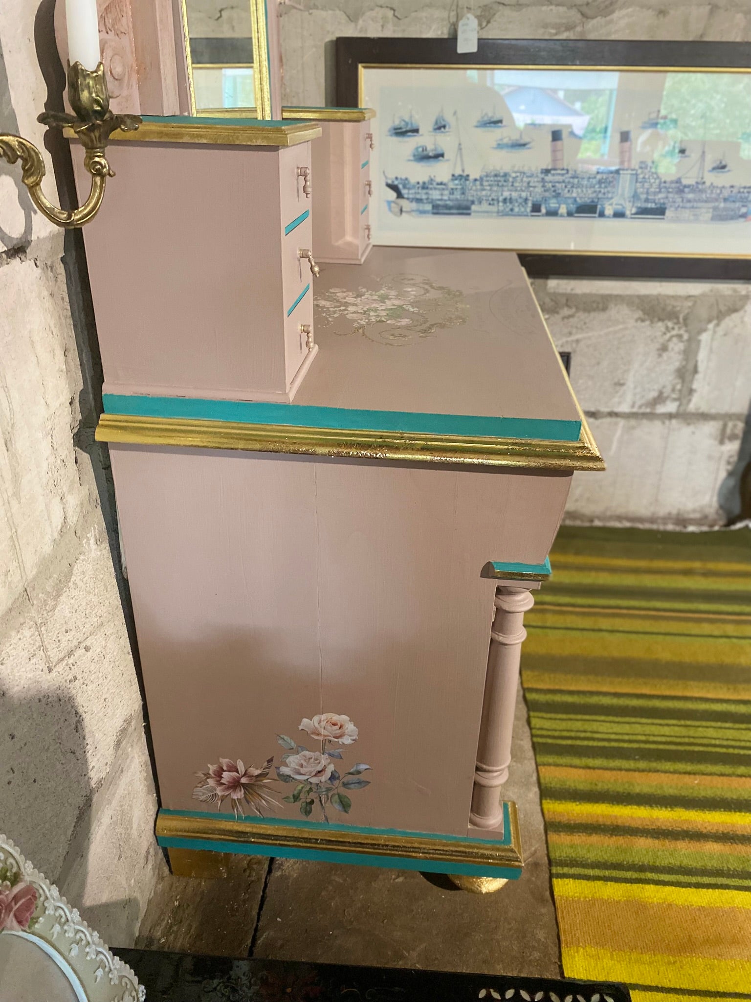 Romantic French style mirror table – "Les Roses de Saadi"