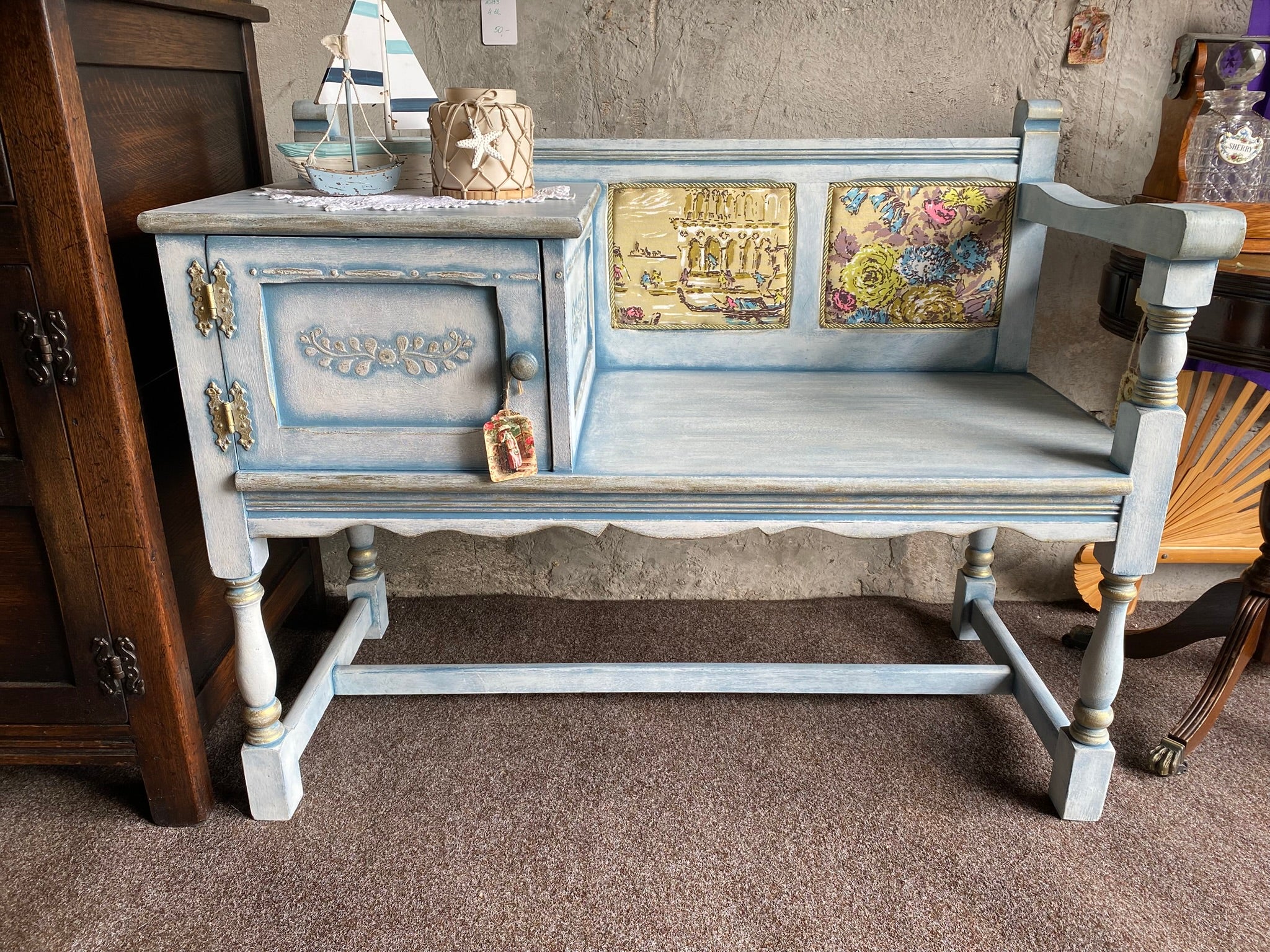 Vintage telephone bench / "gossip bench"