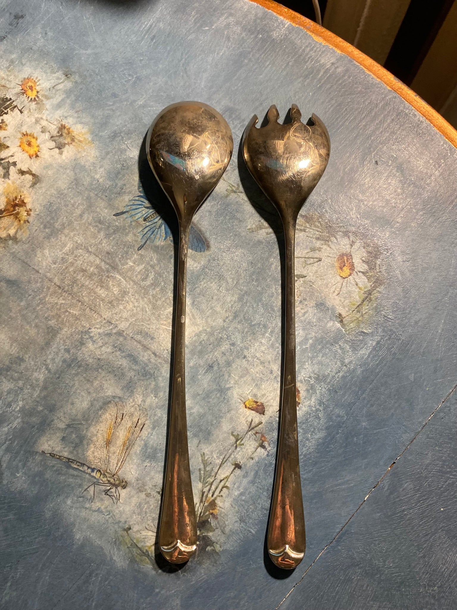 Vintage silver-plated salad service - spoon and fork