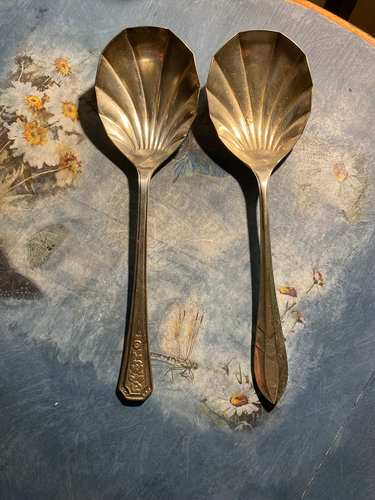 Pair of vintage EPNS silver-plated serving spoons