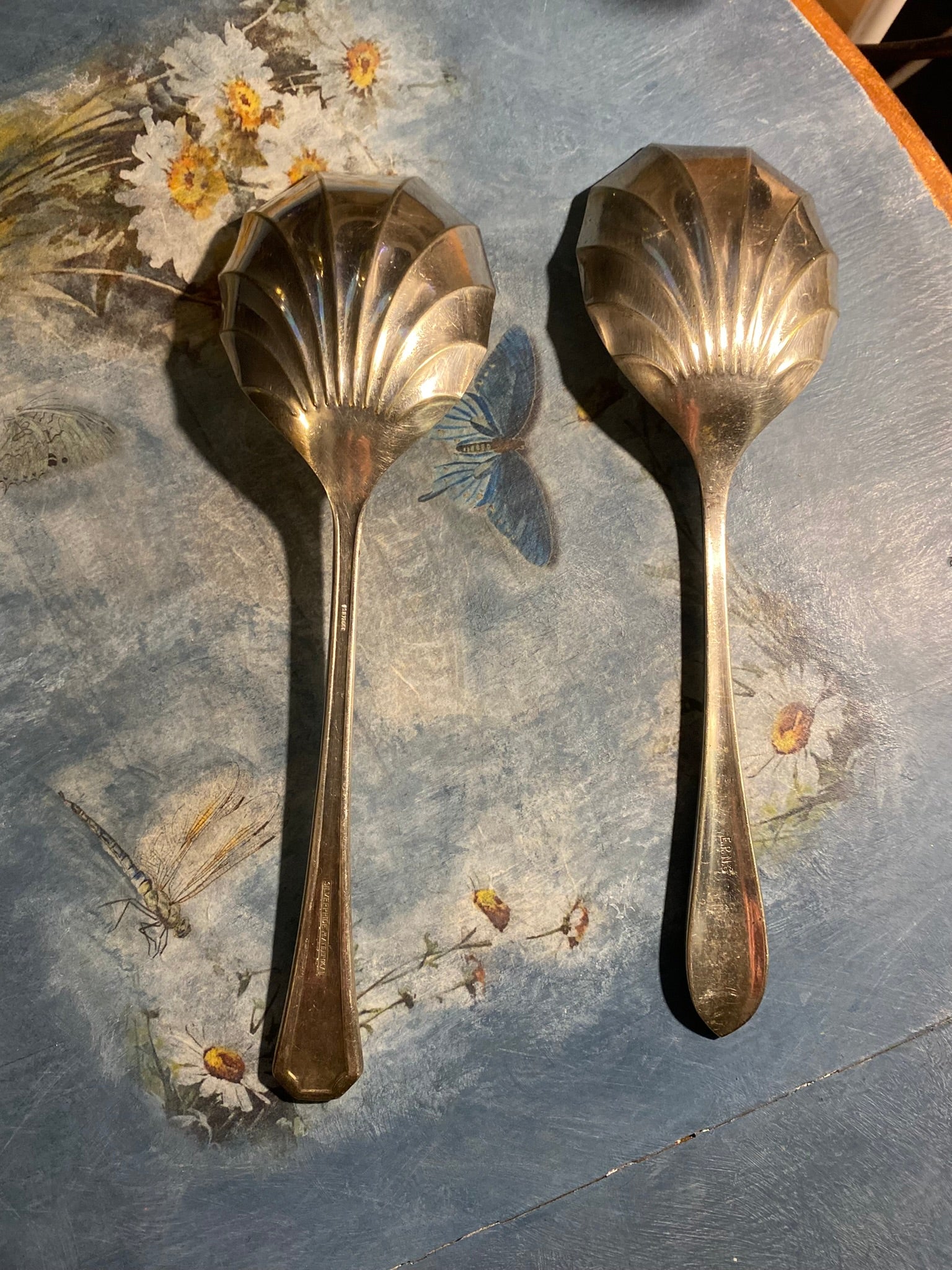 Pair of vintage EPNS silver-plated serving spoons