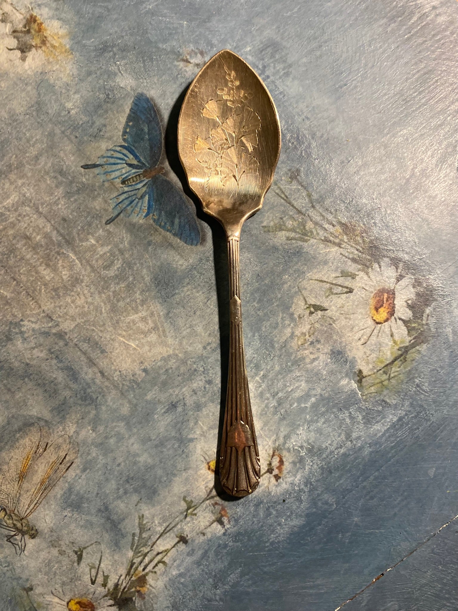 Antique EPNS silver-plated spoon with floral engraving