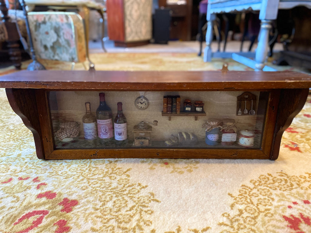 Antique wooden kitchen diorama – early–mid 20th century