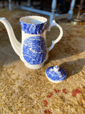 Vintage “Enoch Wood's English Scenery” teapot in blue and white