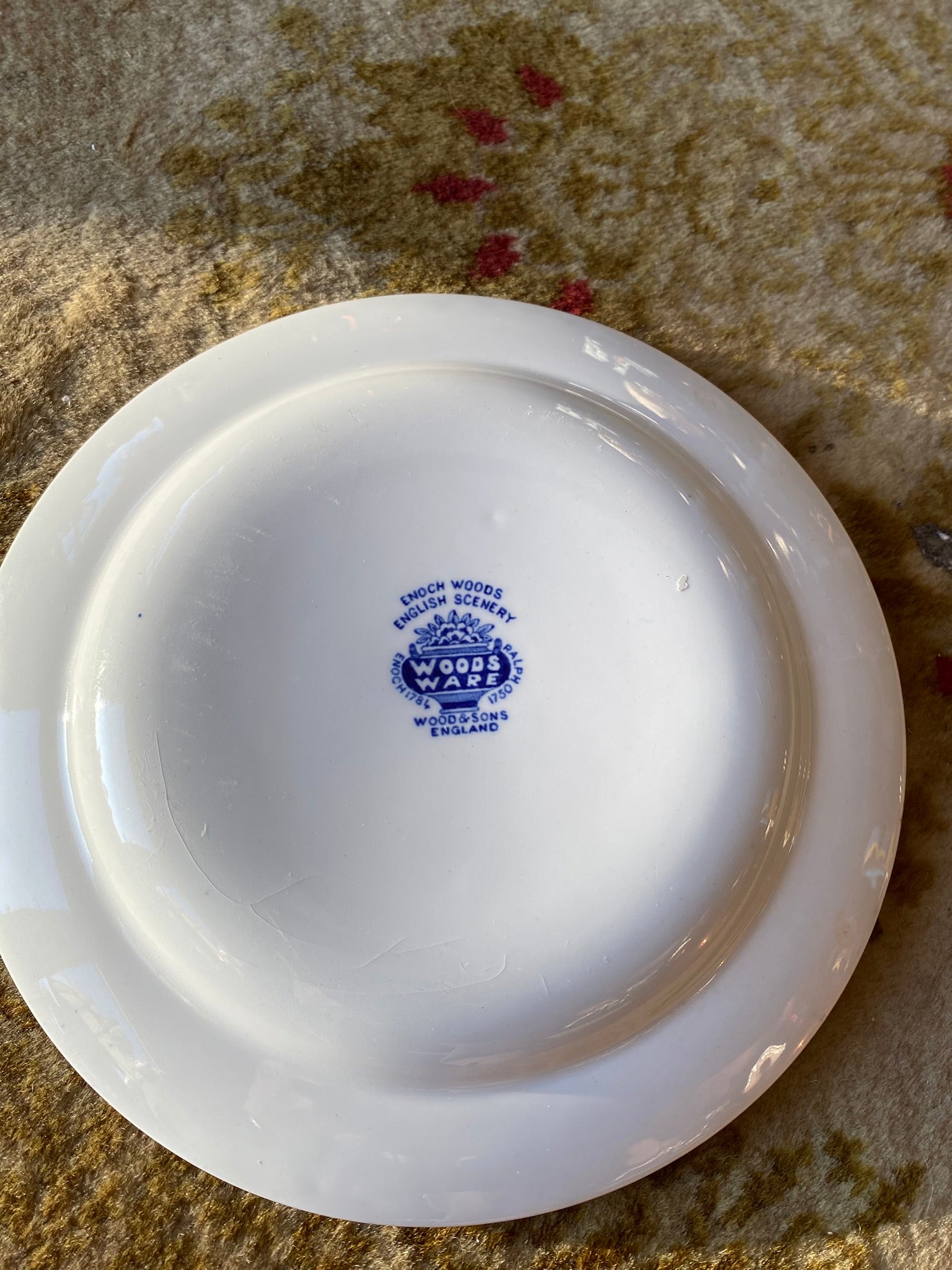 3-piece vintage “Enoch Wood's English Scenery” blue and white plate set