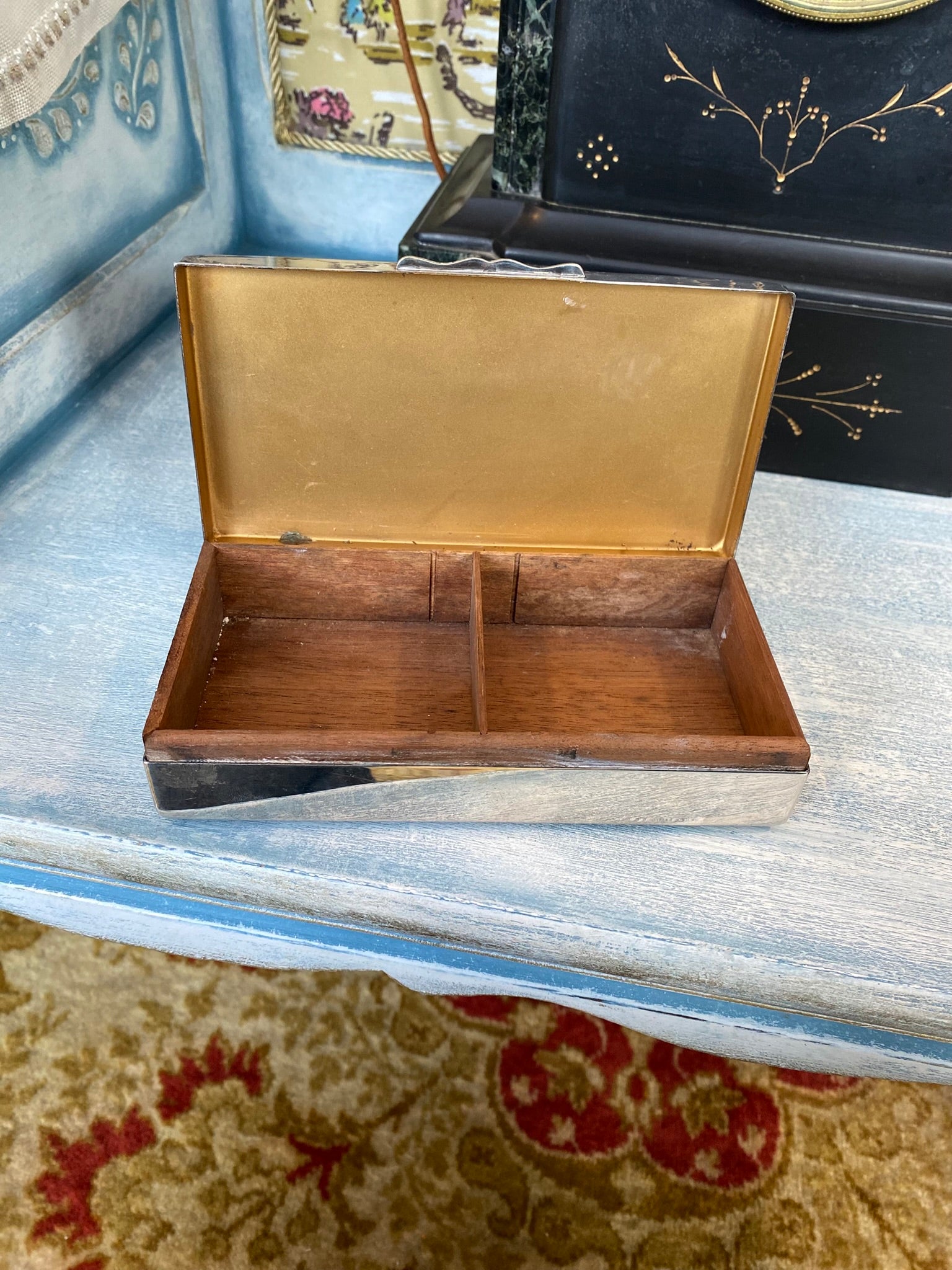 Vintage “Aristocrat” metal and wood box (1950s–1970s)