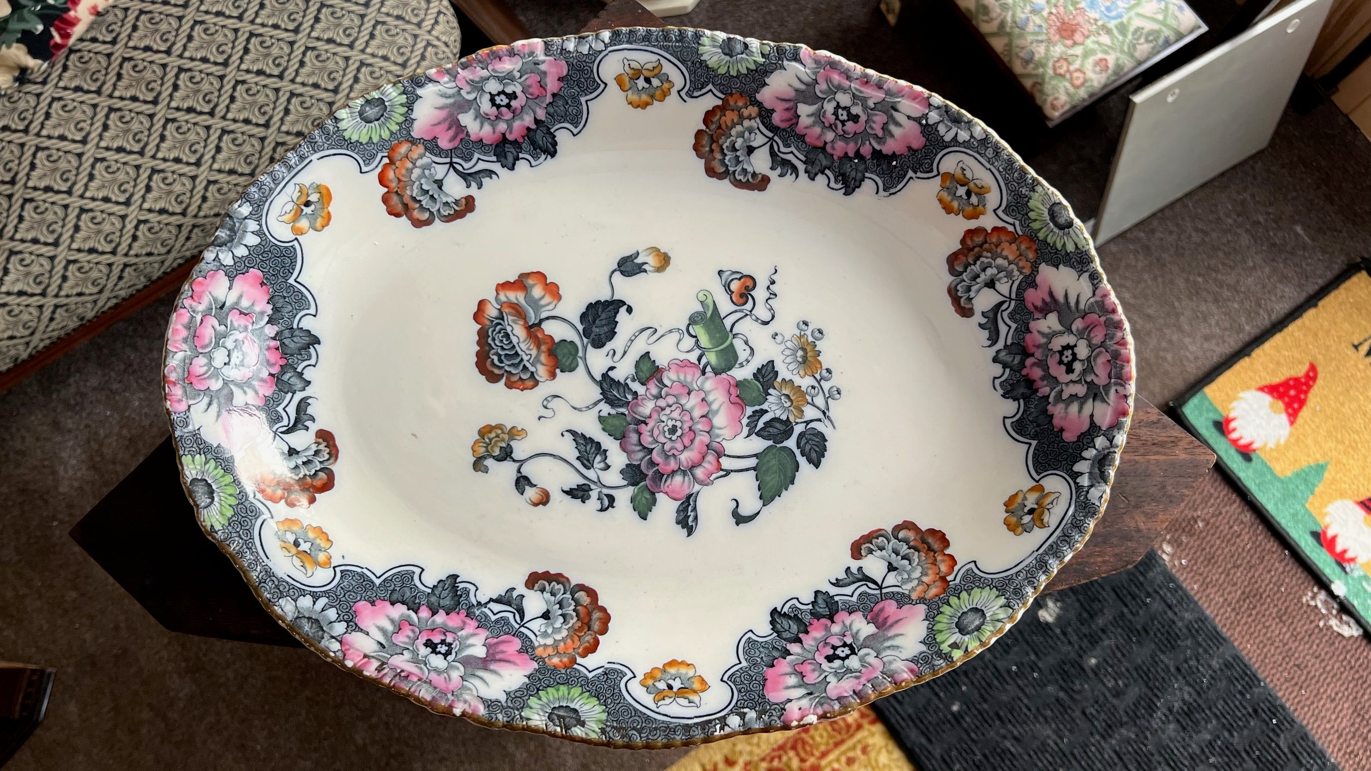 Antique English oval serving platter – Wood & Son “Cambridge”