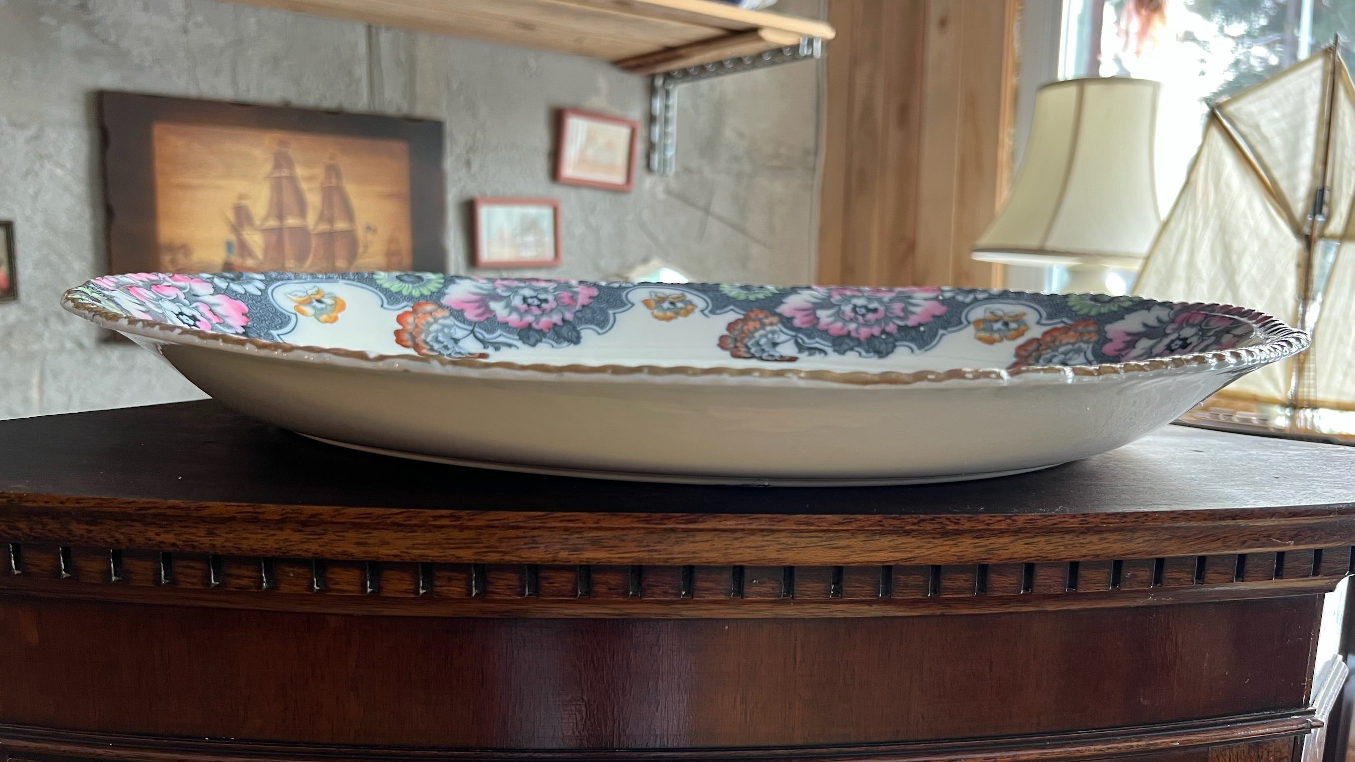 Antique English oval serving platter – Wood & Son “Cambridge”