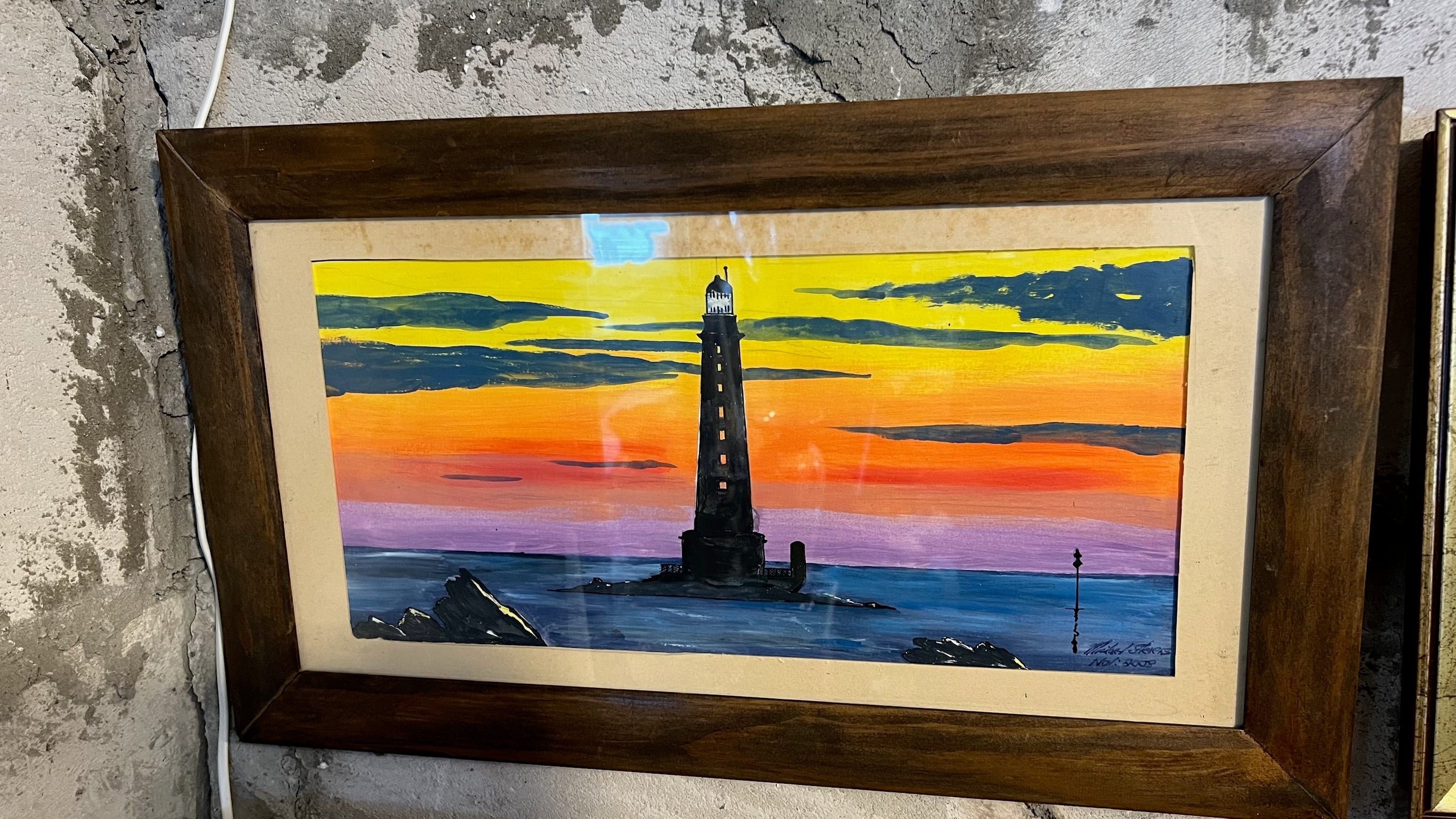2 framed lighthouse pictures (set)