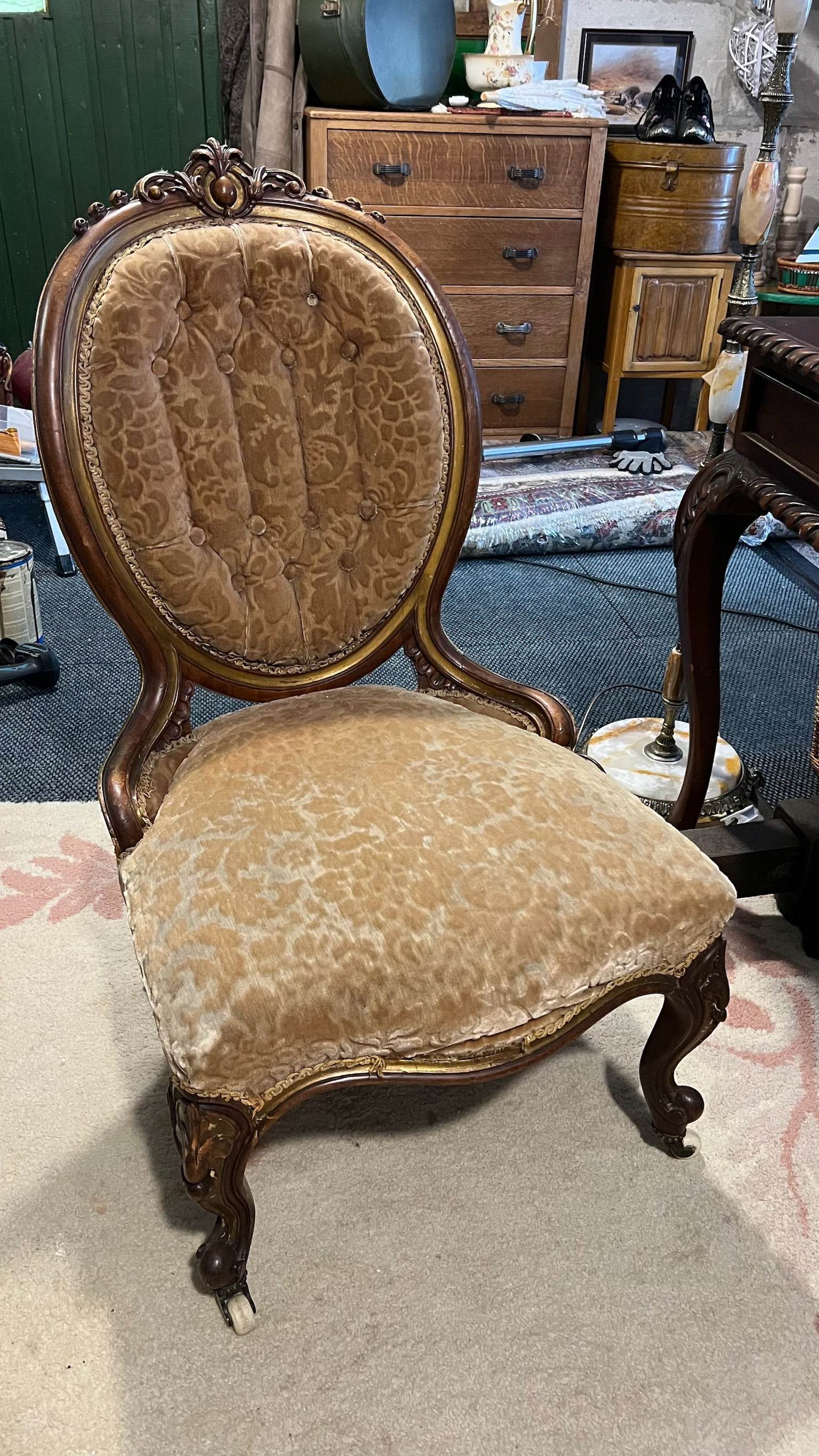 Antique Victorian walnut balloon-back chairs