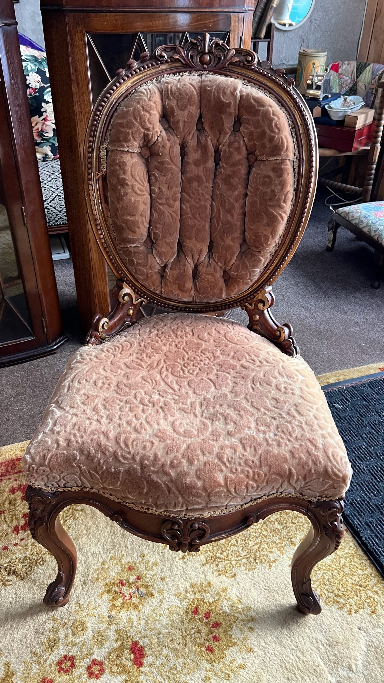 Antique Victorian walnut balloon-back chairs