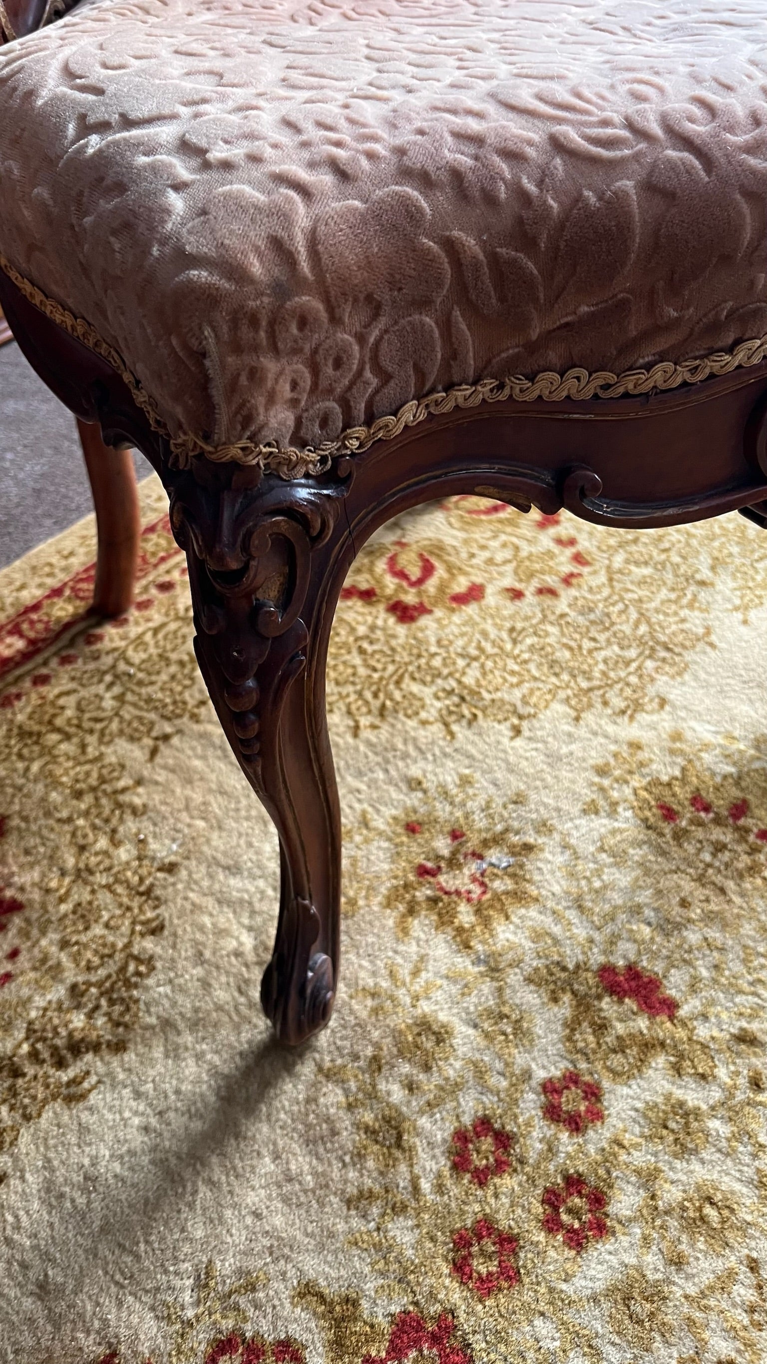 Antique Victorian walnut balloon-back chairs