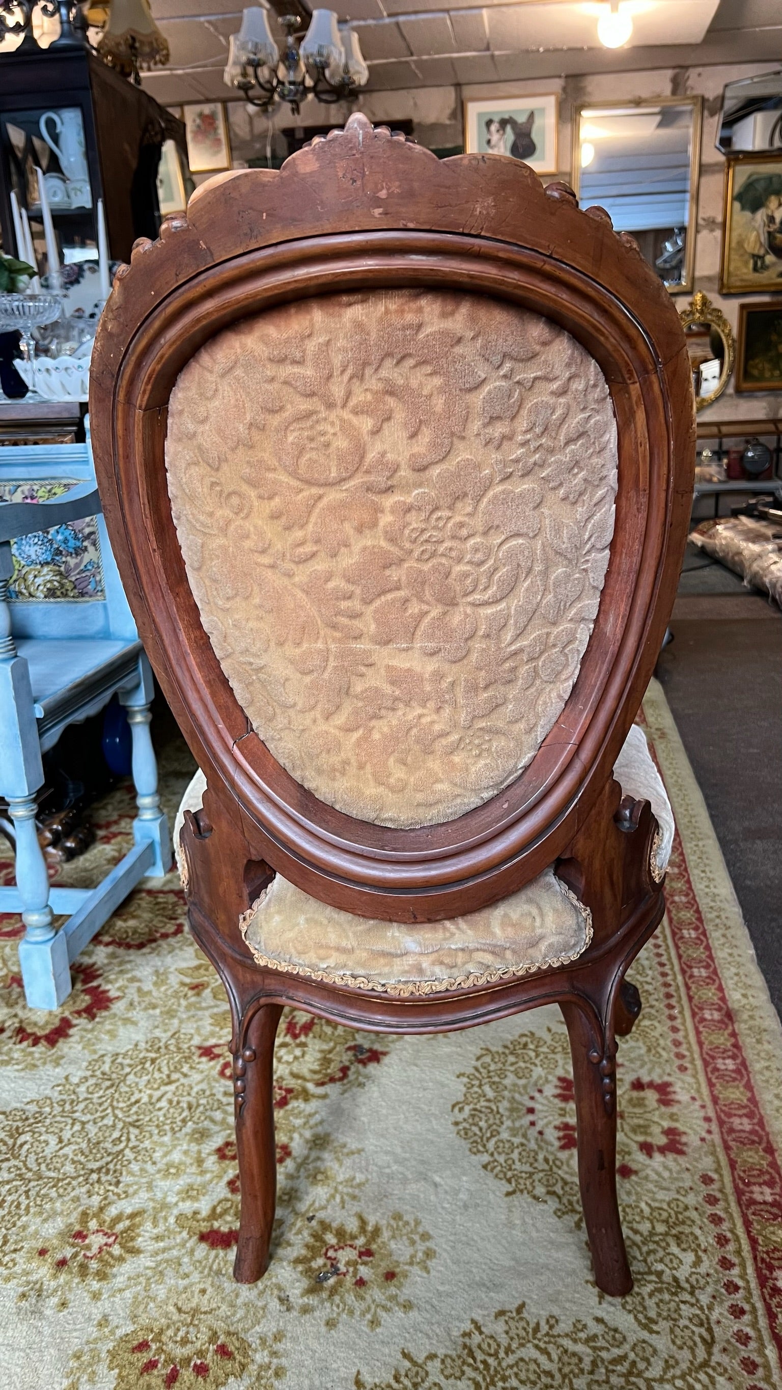 Antique Victorian walnut balloon-back chairs