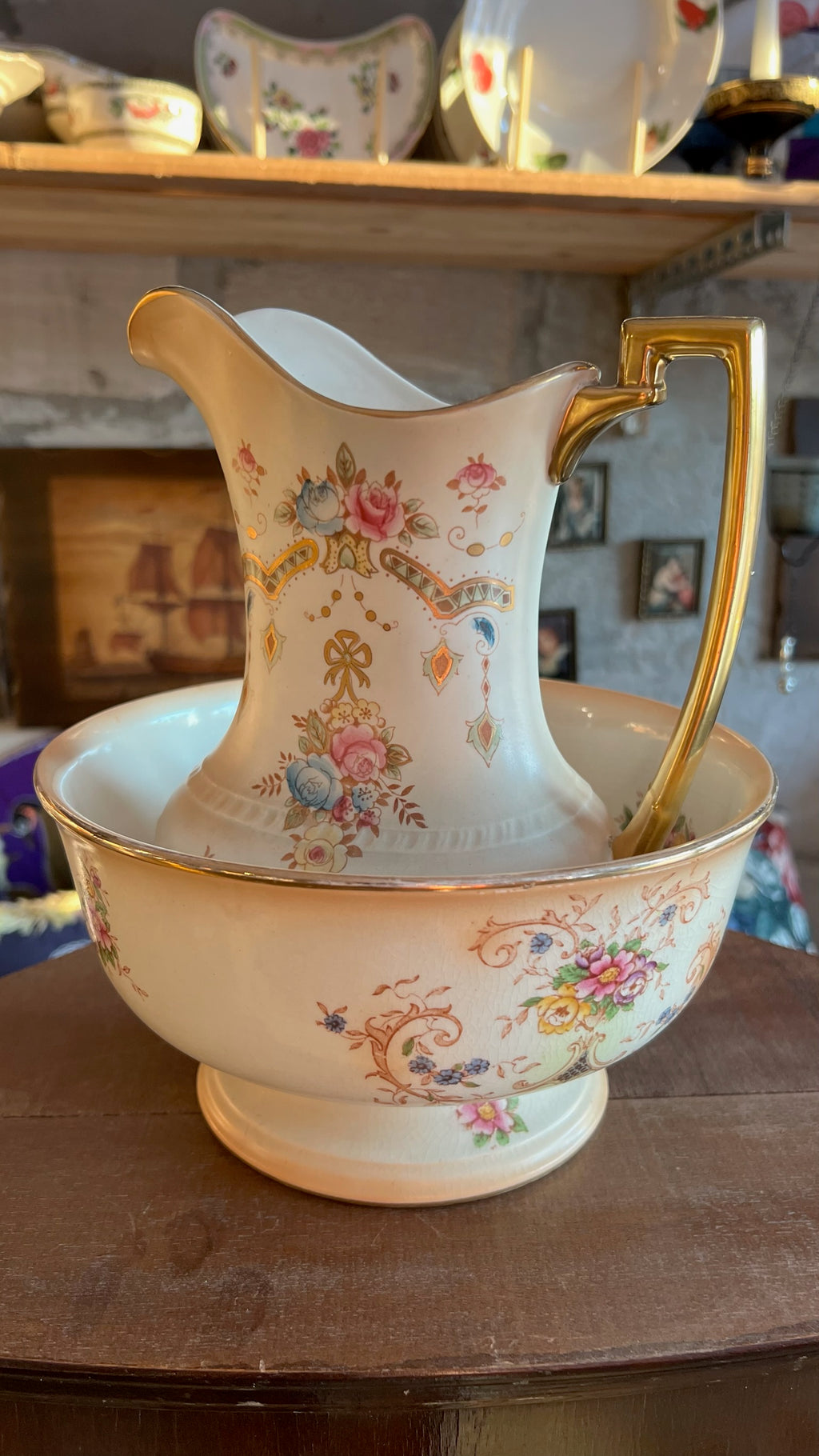 Antique Crown Devon “Perth” washstand and bowl