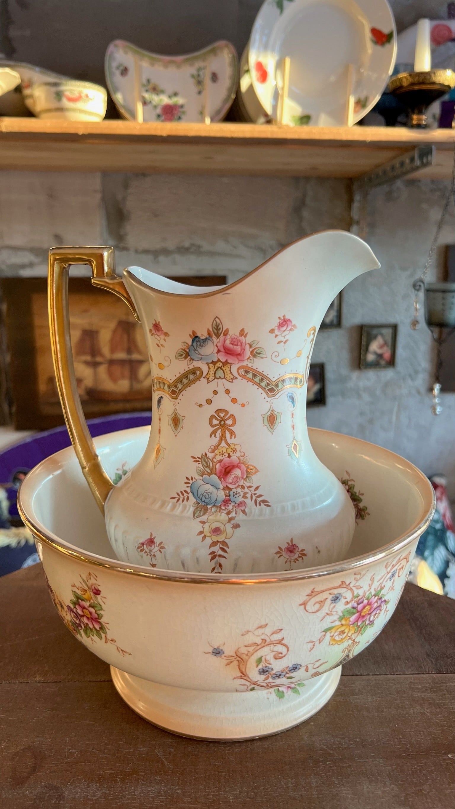 Antique Crown Devon “Perth” washstand and bowl