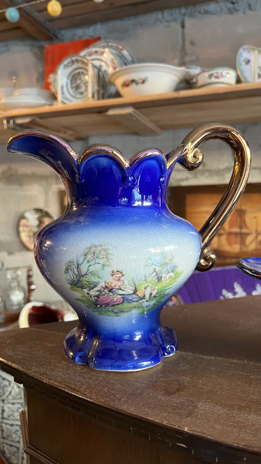Vintage blue jug and bowl set