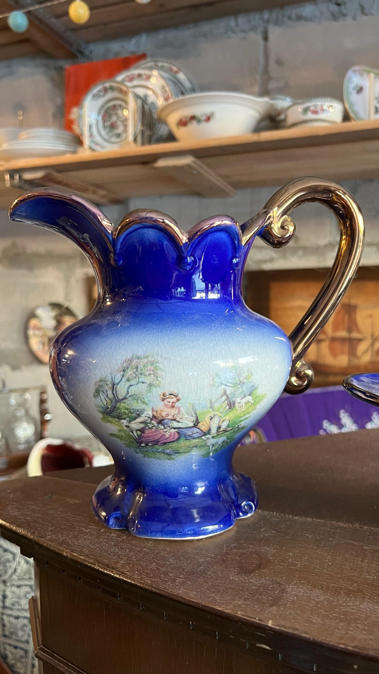 Vintage blue jug and bowl set