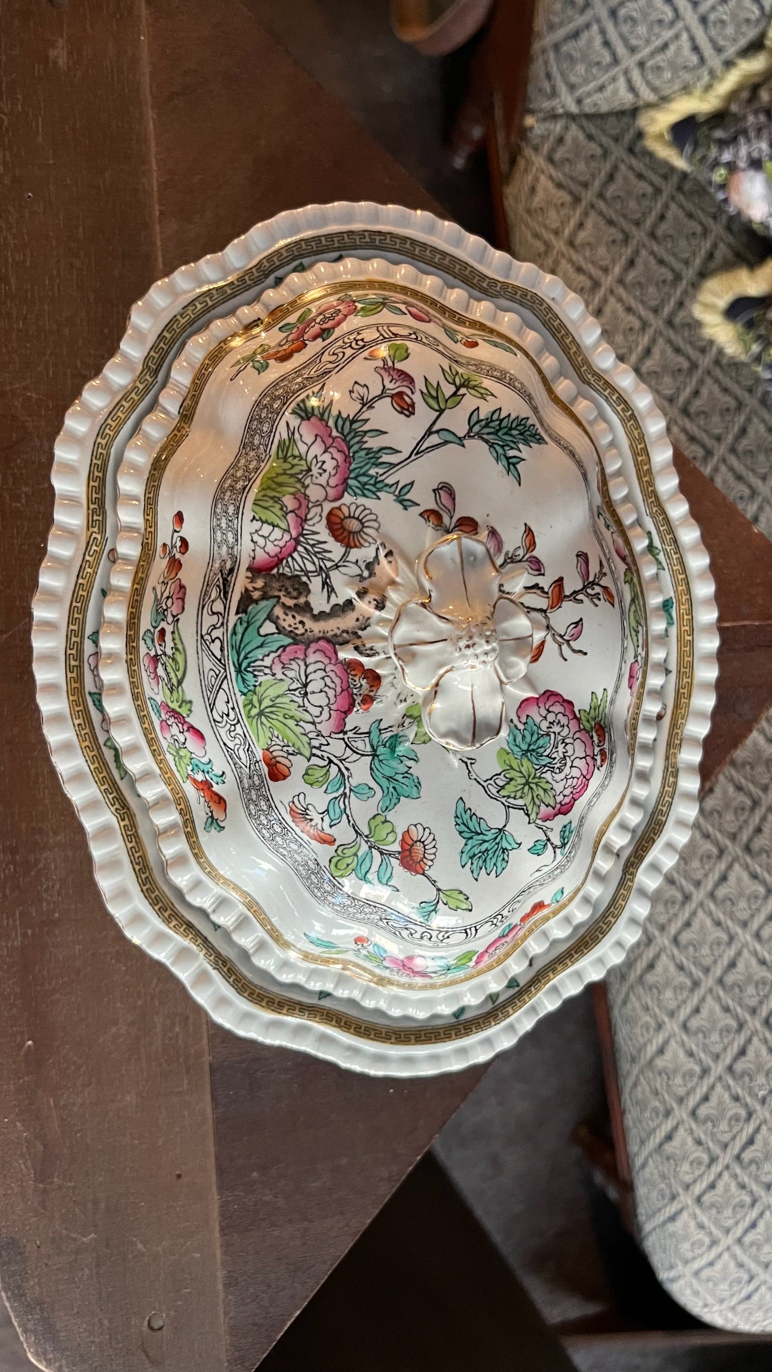 Vintage Adams “Indian Tree” lidded serving bowl / terrine