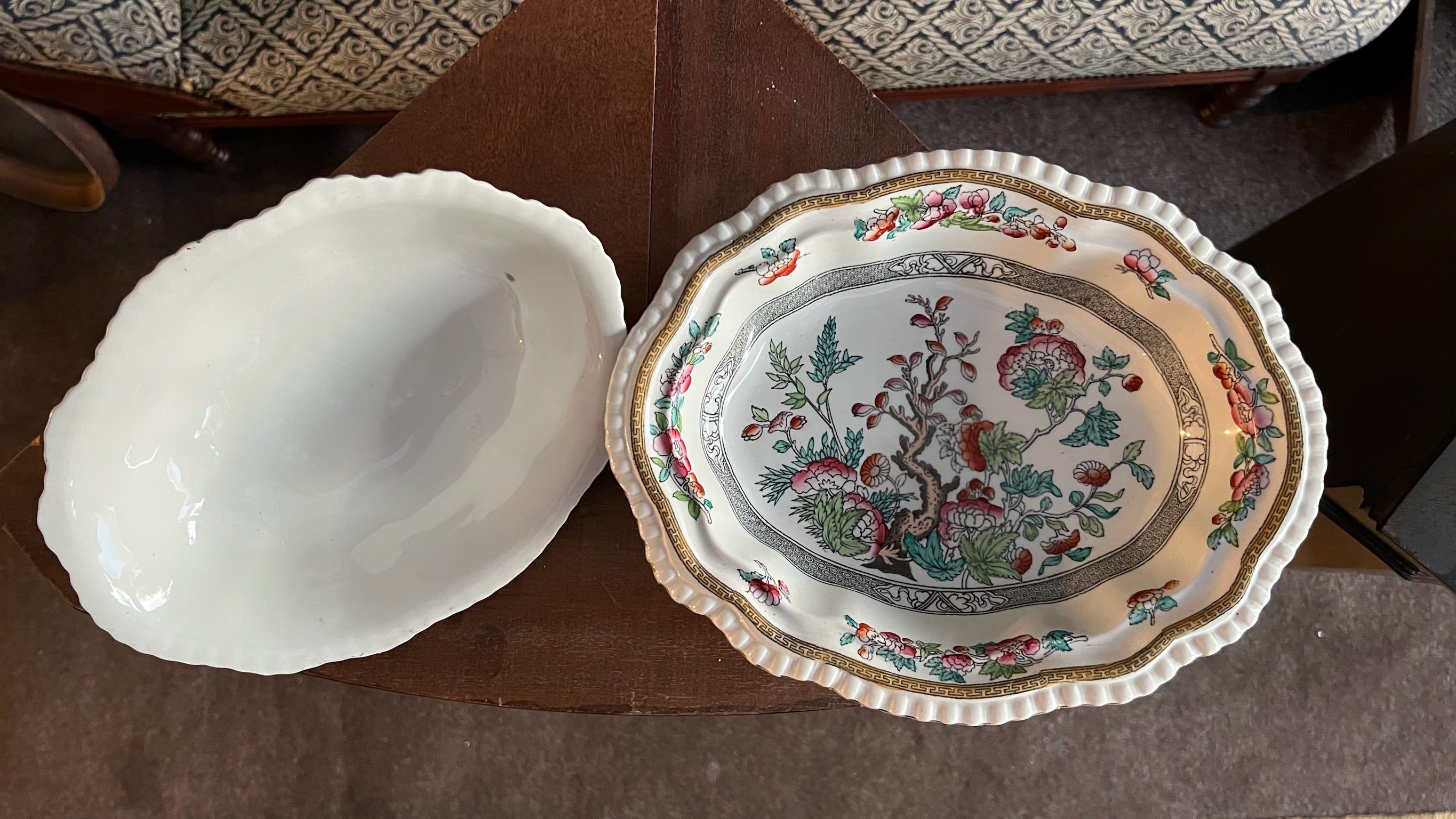Vintage Adams “Indian Tree” lidded serving bowl / terrine
