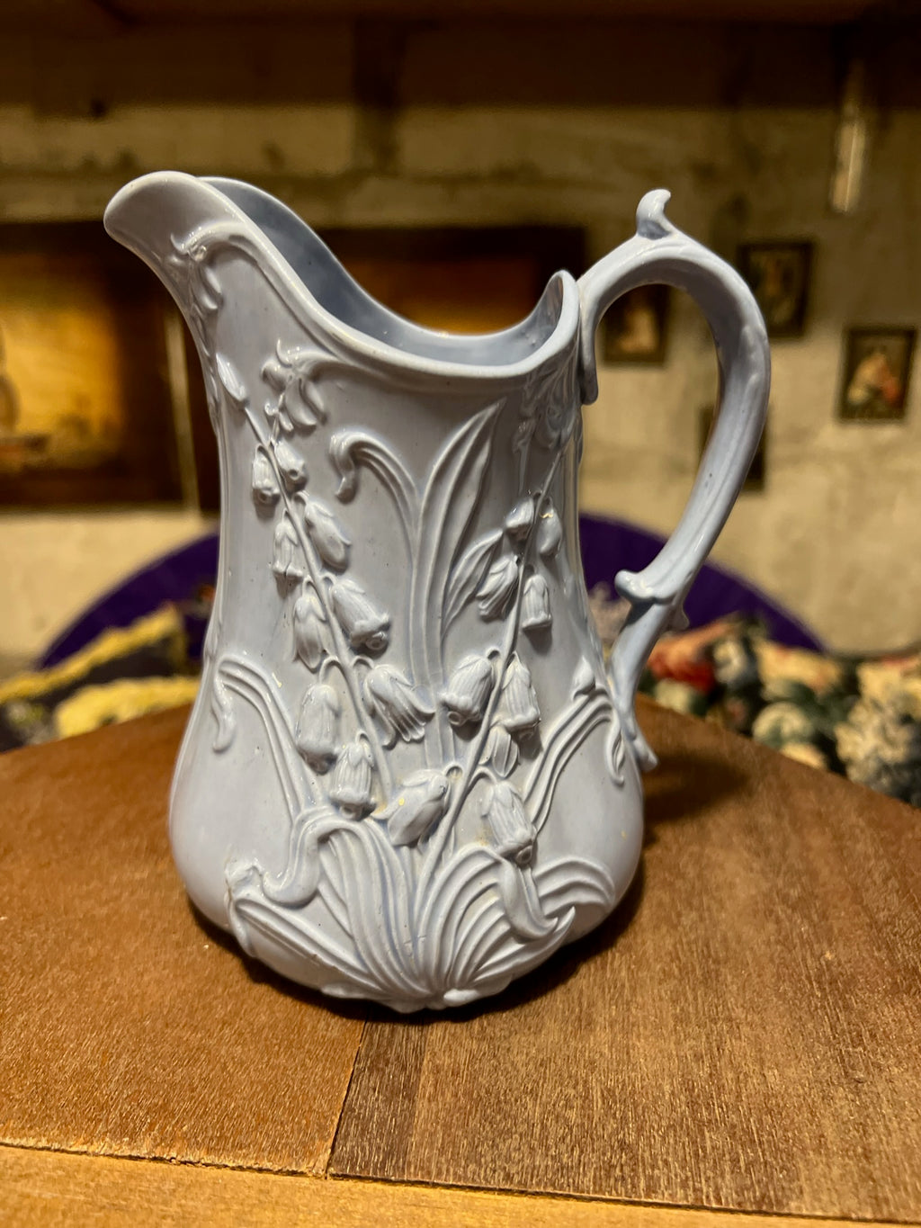 Antique Art Nouveau jug – lily of the valley relief