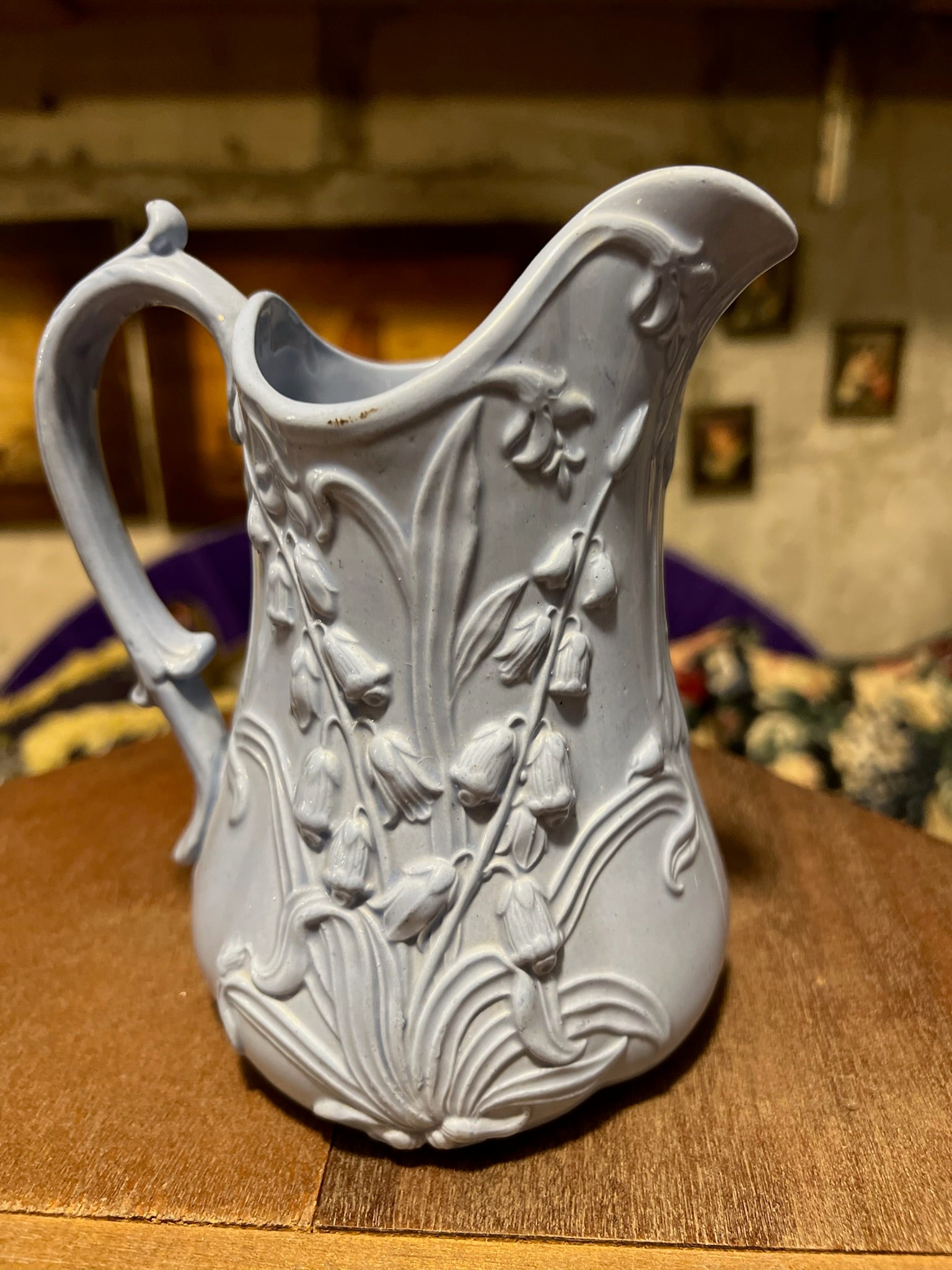 Antique Art Nouveau jug – lily of the valley relief