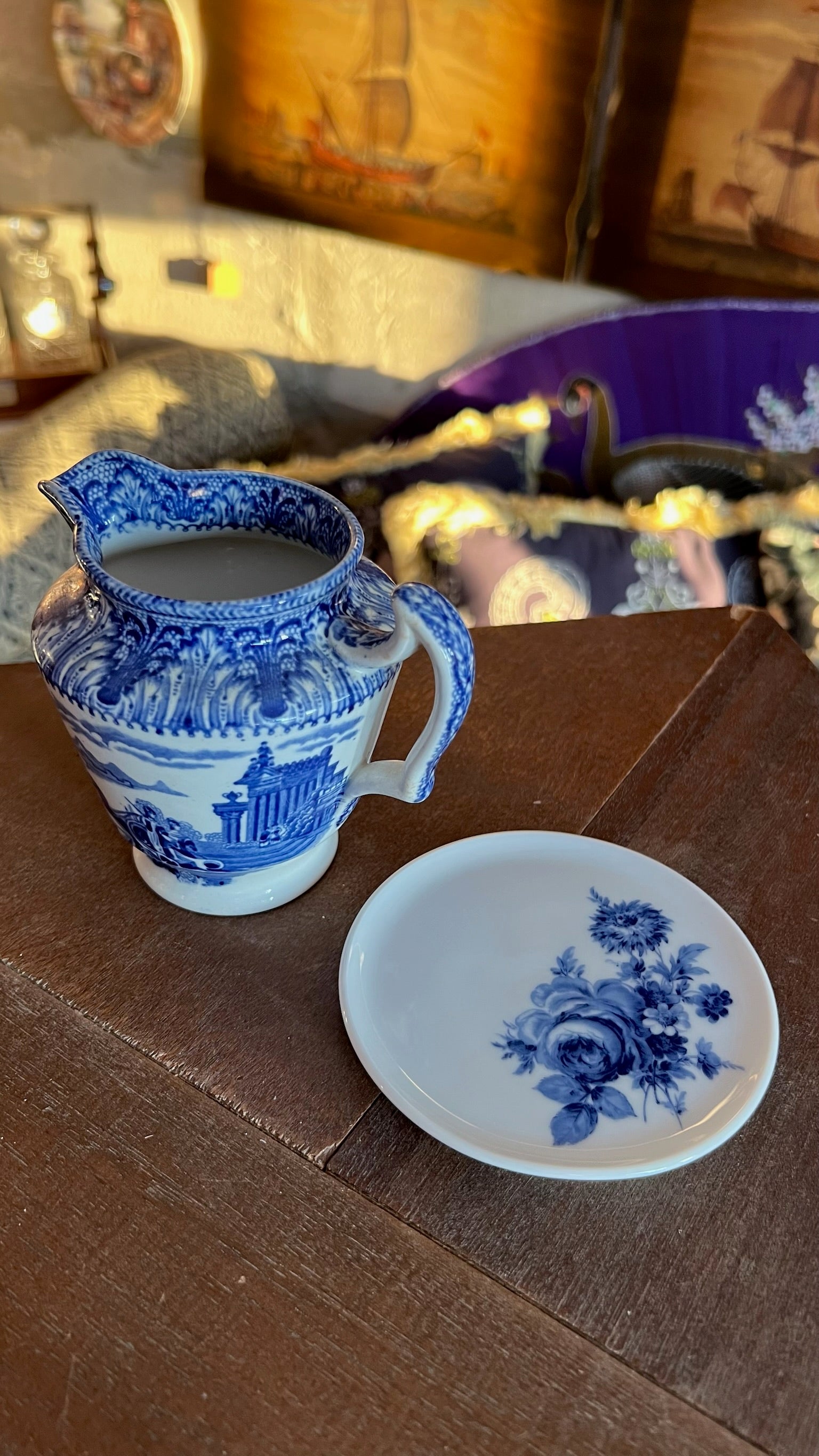 Antique blue and white jug – Cauldon, England (c. 1900–1920)
