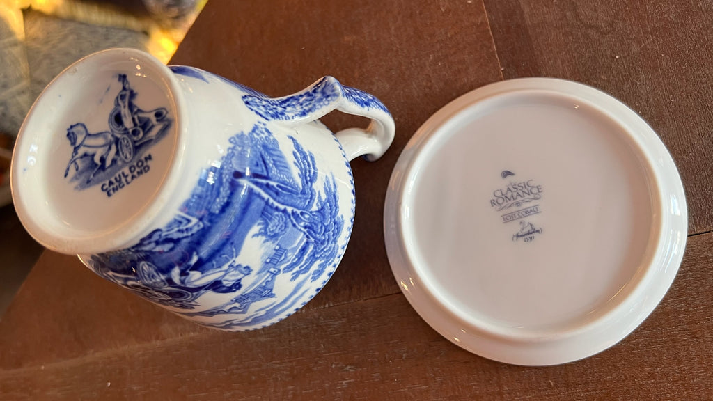 Antique blue and white jug – Cauldon, England (c. 1900–1920)