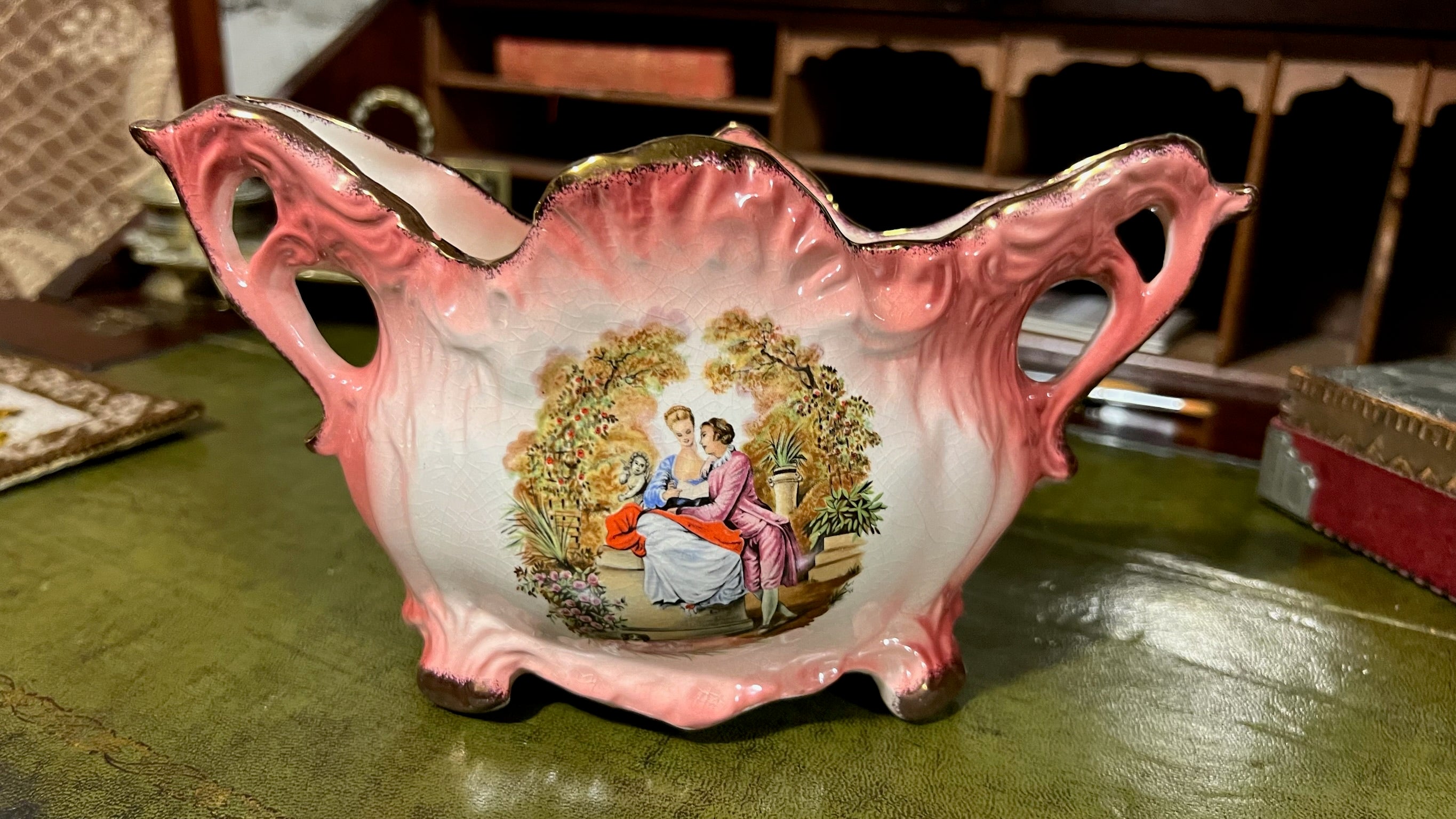 Beautiful vintage Staffordshire bowl – decorated in Rococo style