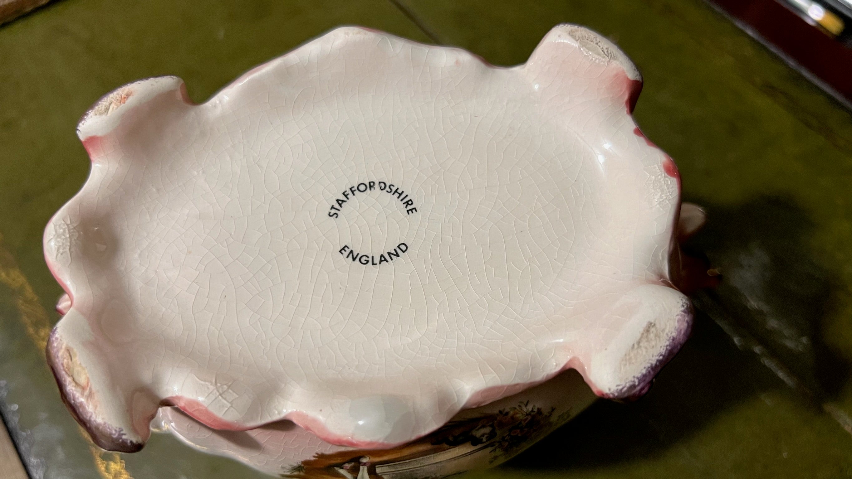 Beautiful vintage Staffordshire bowl – decorated in Rococo style