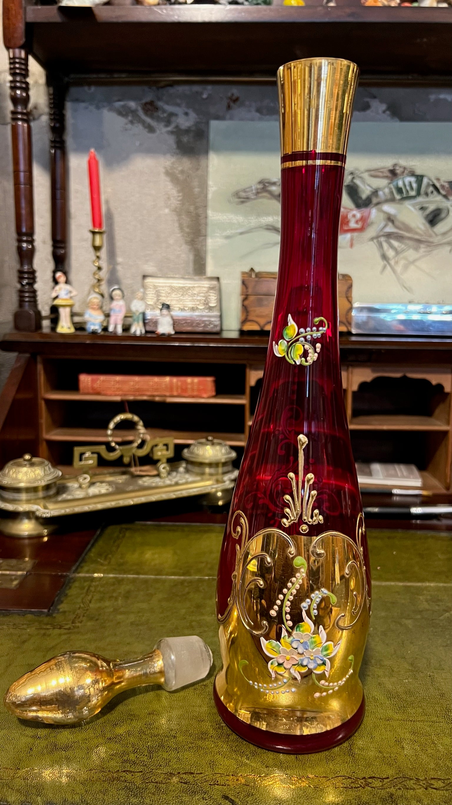 Bohemian Ruby Red Glass Carafe Set