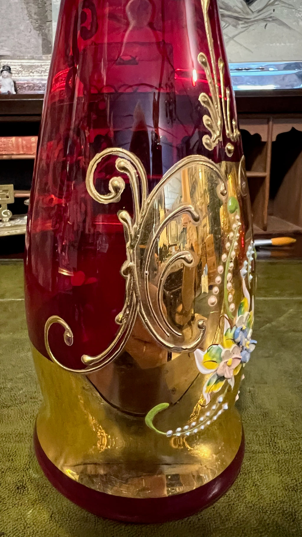 Bohemian Ruby Red Glass Carafe Set