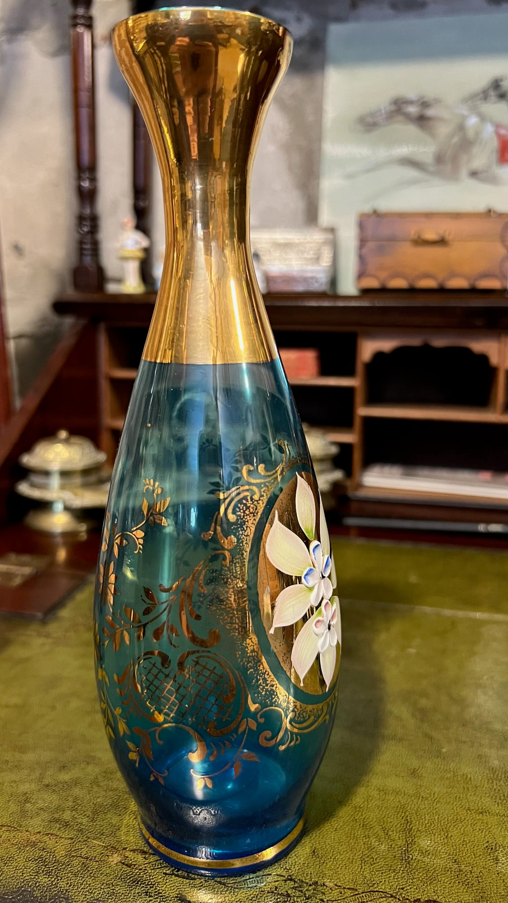Vintage Murano-style Bohemian enameled glass set (1950-1970)