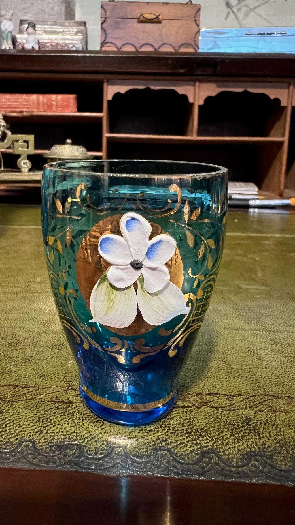 Vintage Murano-style Bohemian enameled glass set (1950-1970)
