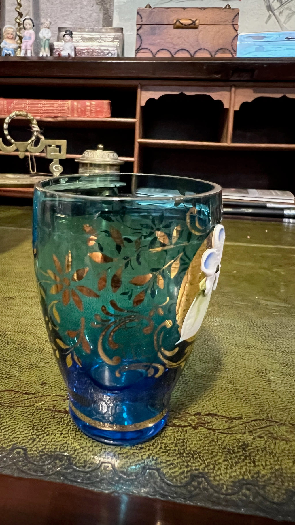 Vintage Murano-style Bohemian enameled glass set (1950-1970)