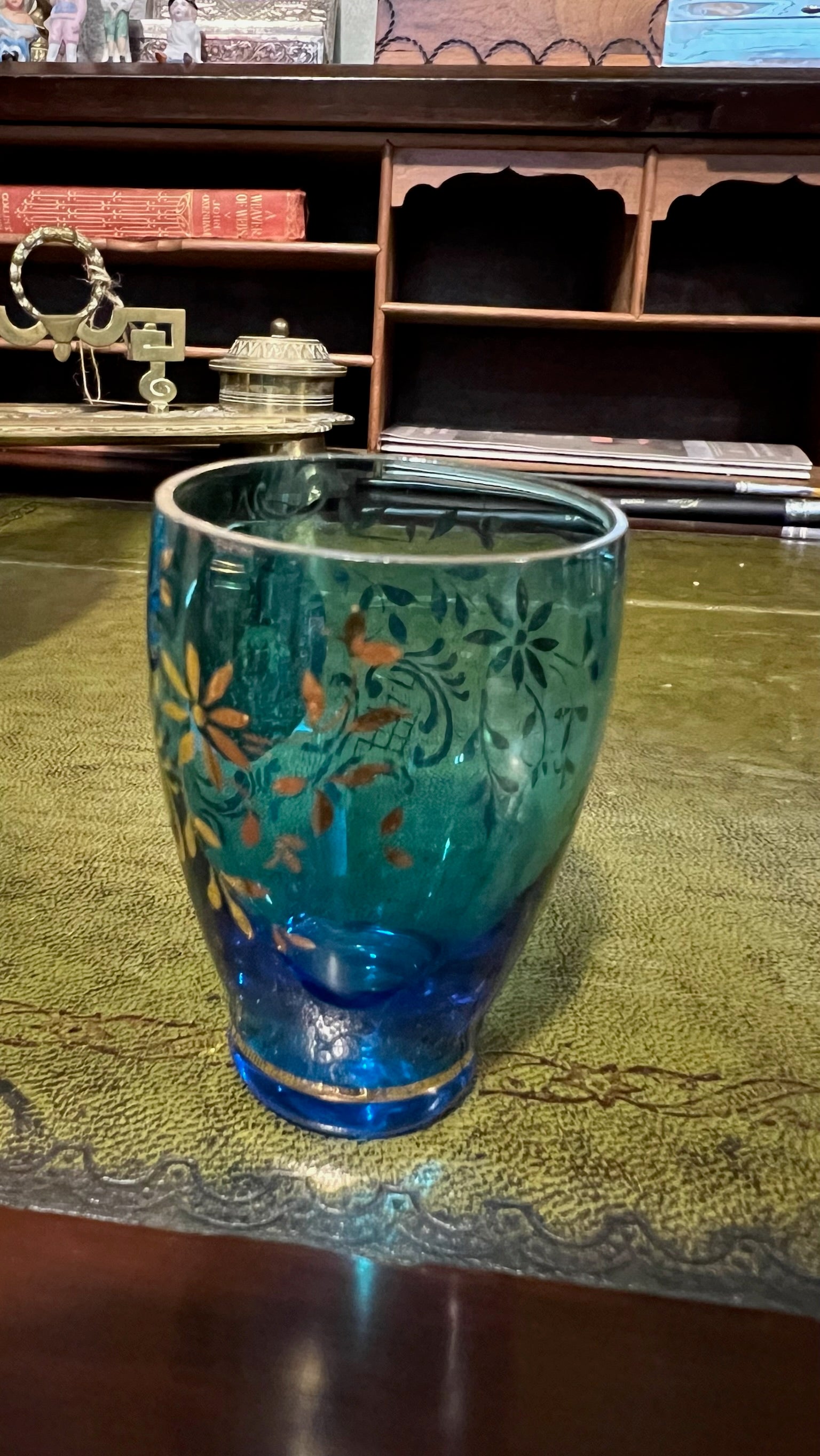 Vintage Murano-style Bohemian enameled glass set (1950-1970)